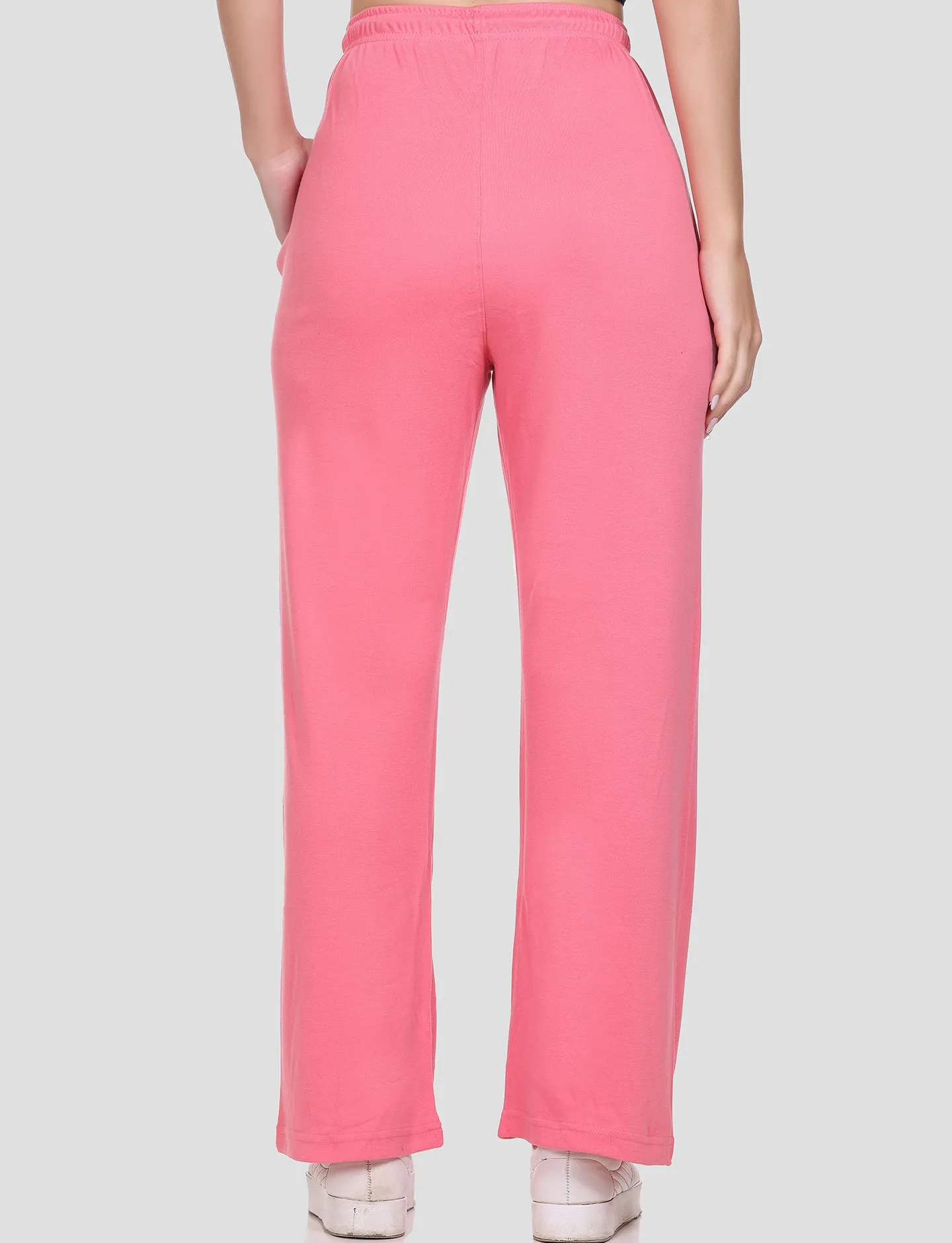 High Rise Cotton Straight Flame Pink Trackpants