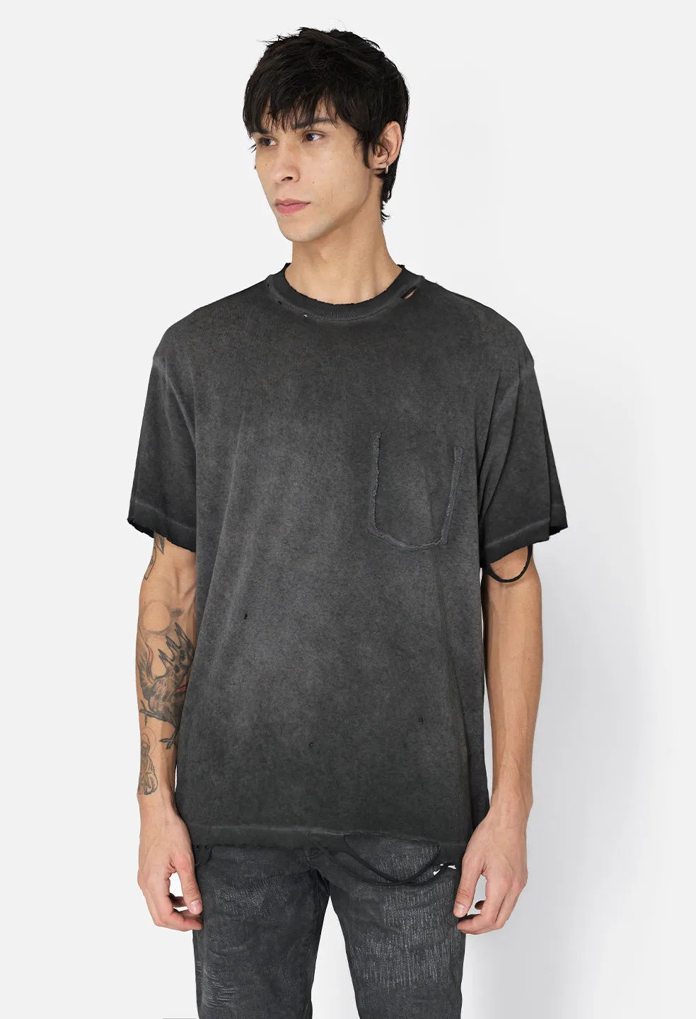 JE X Mastermind Folsom Pocket Tee / Oil Wash Black