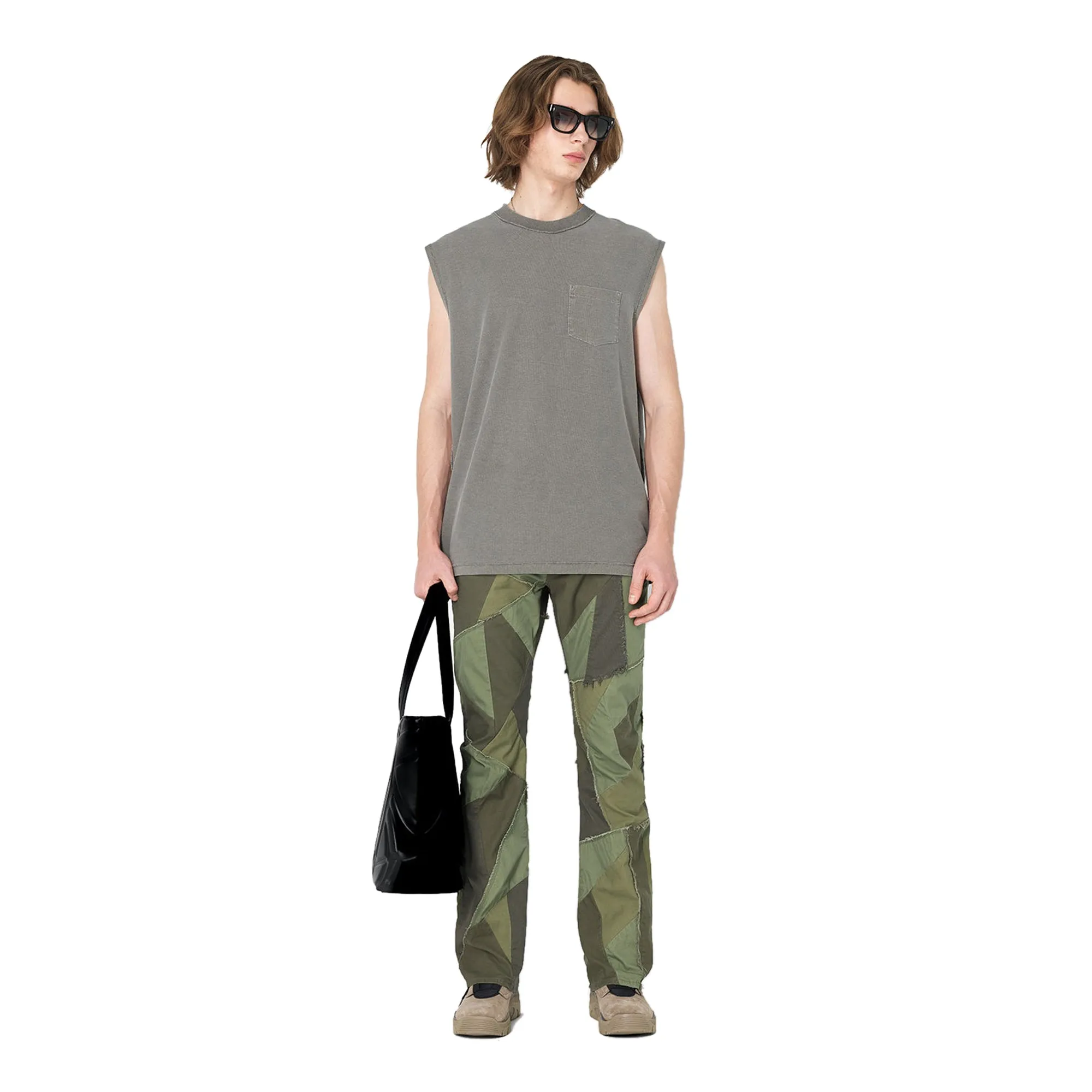 John Elliott Mens Patchwork Boot Cut Pants 'Olive'