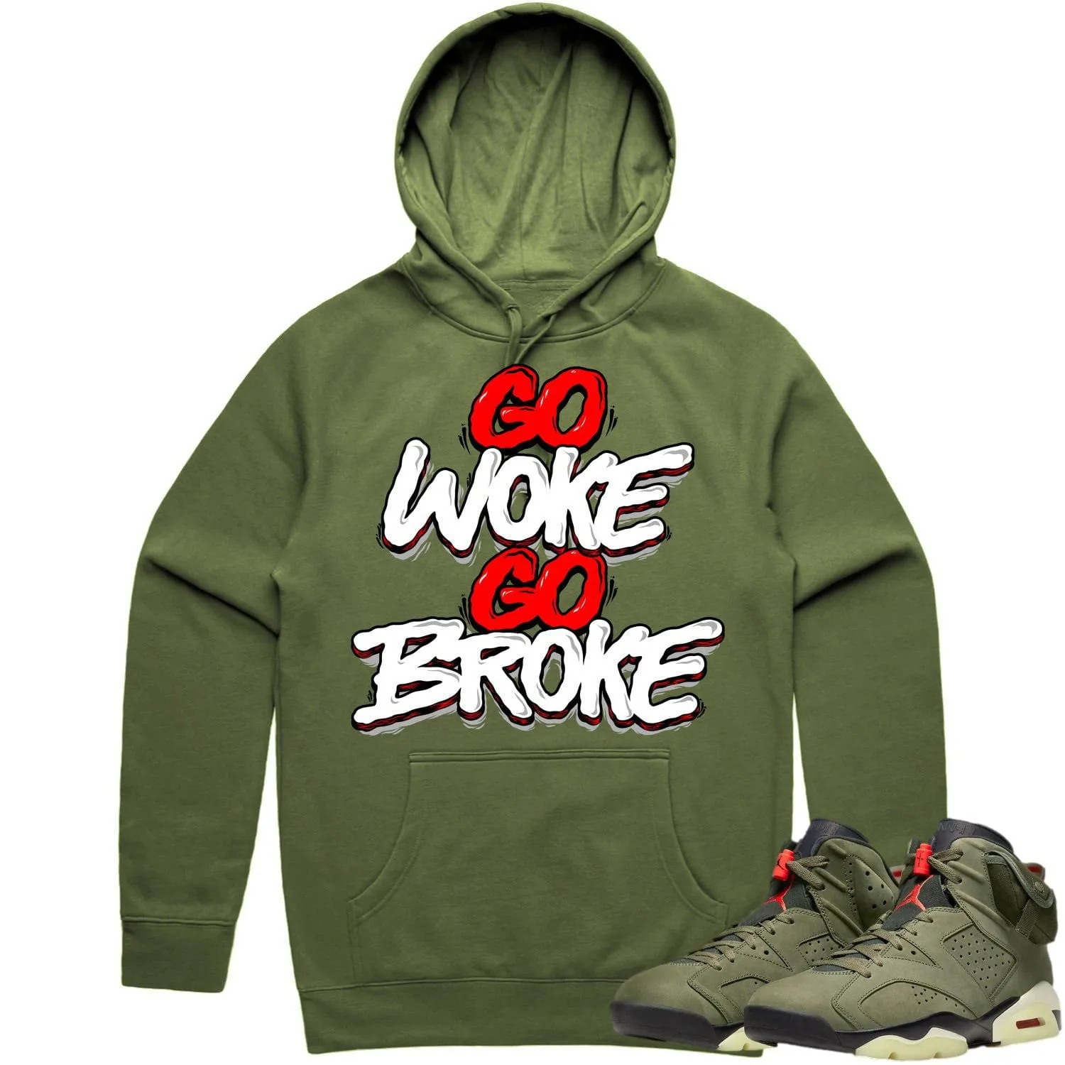 Jordan 6 Cactus Jack 6s Hoodie to Match - RED GO WOKE GO BROKE