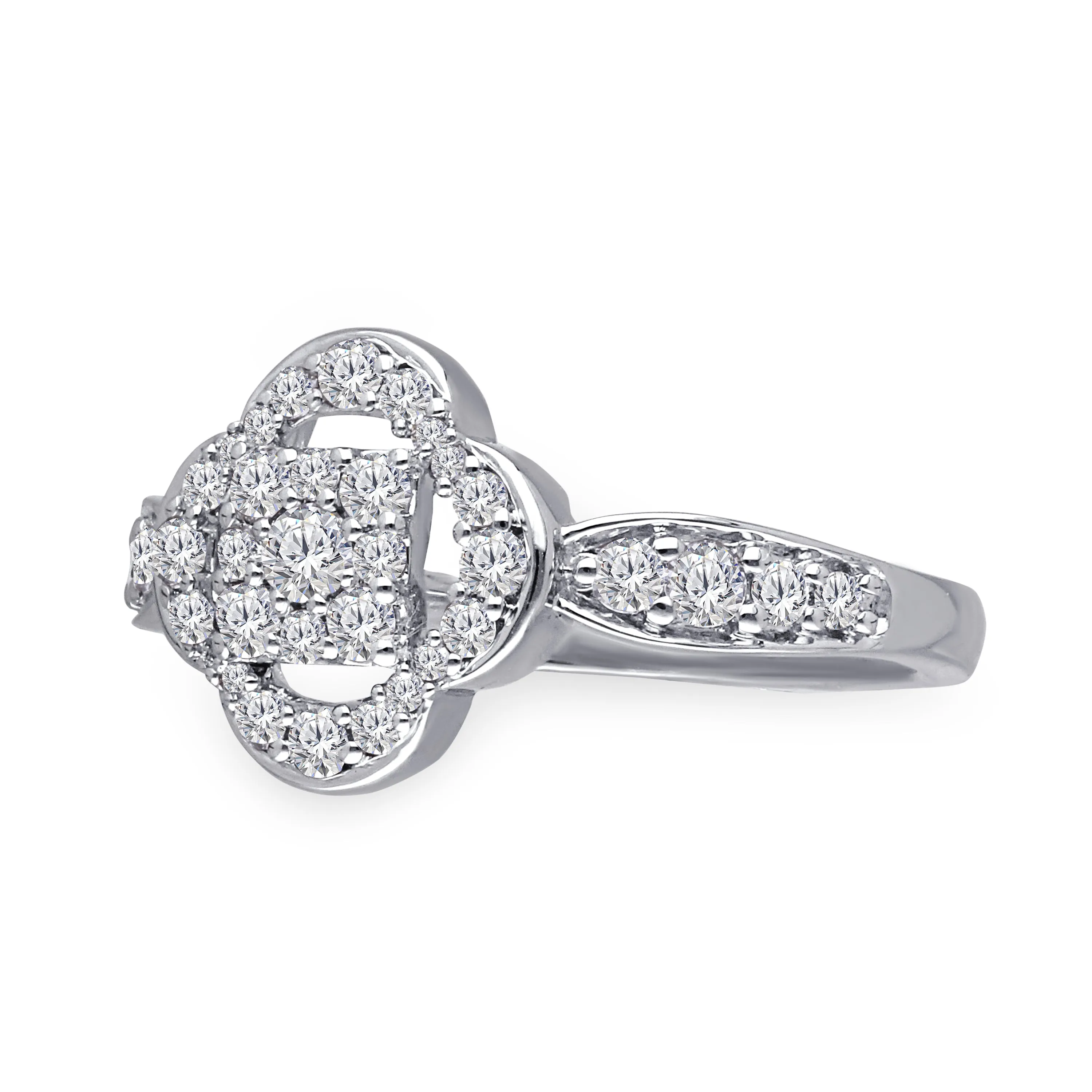 Kallati Eternal Cluster Diamond Engagement Ring in 14K White Gold