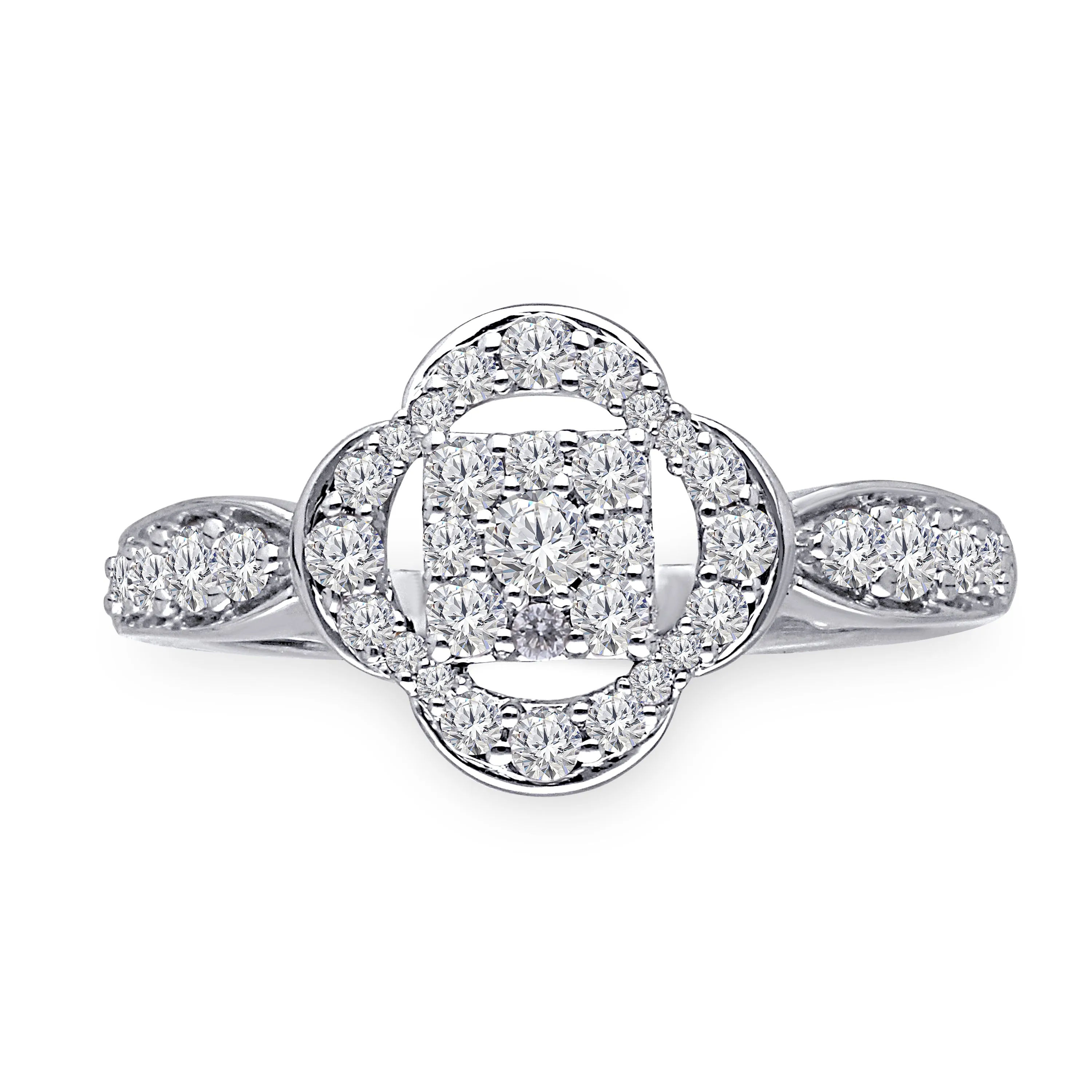 Kallati Eternal Cluster Diamond Engagement Ring in 14K White Gold