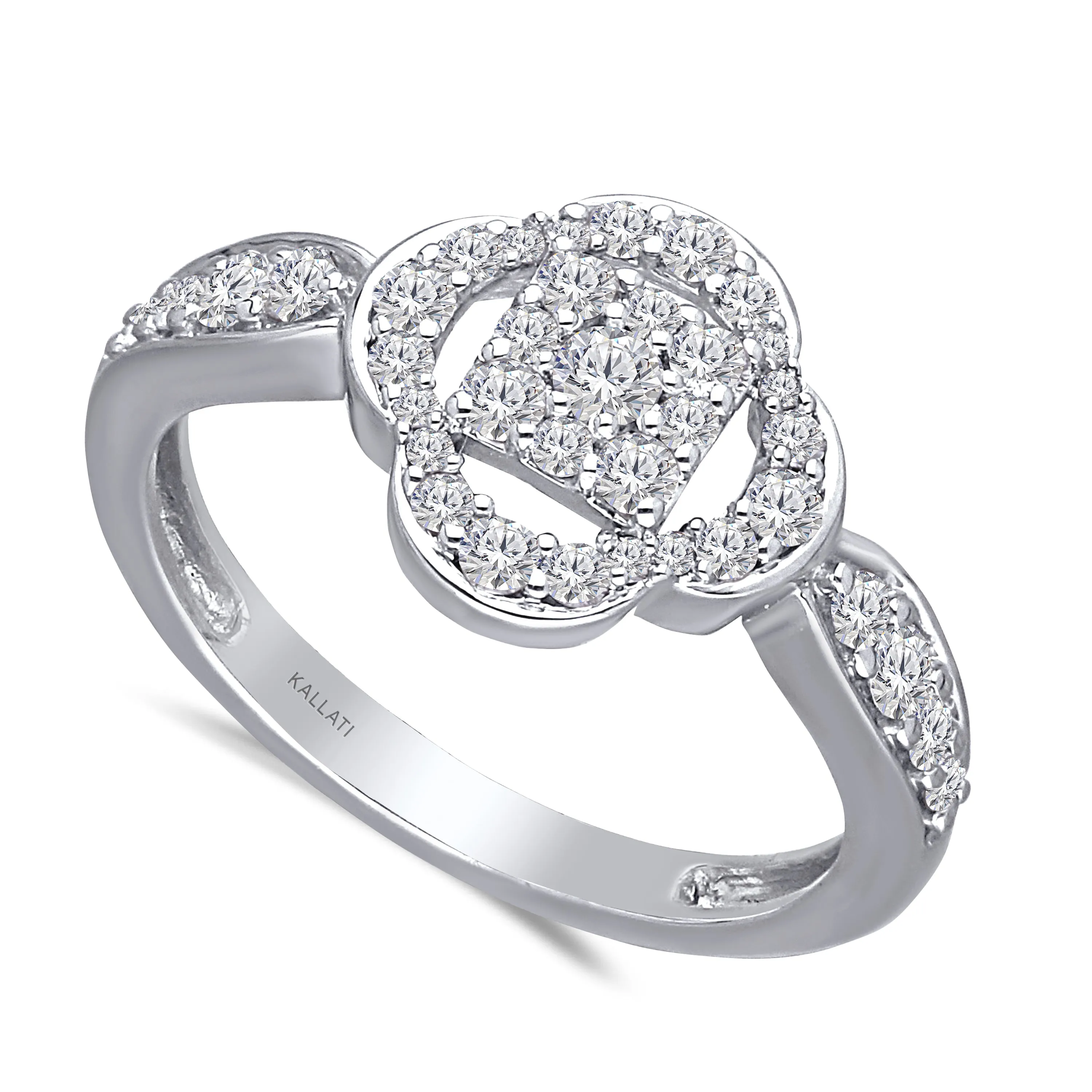 Kallati Eternal Cluster Diamond Engagement Ring in 14K White Gold