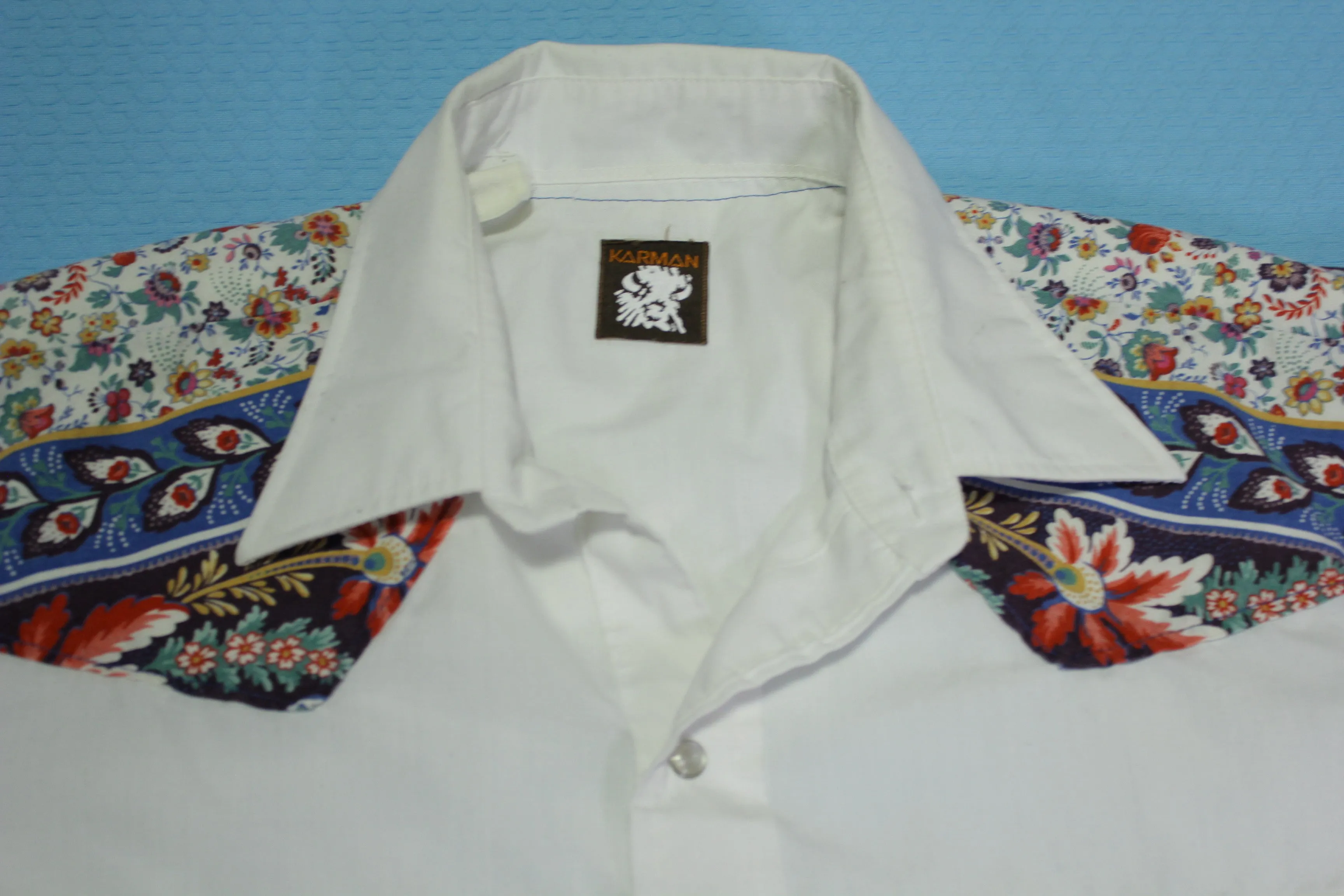 Karman Vintage 80's Flower Print Pearl Snap Western Button Up Shirt