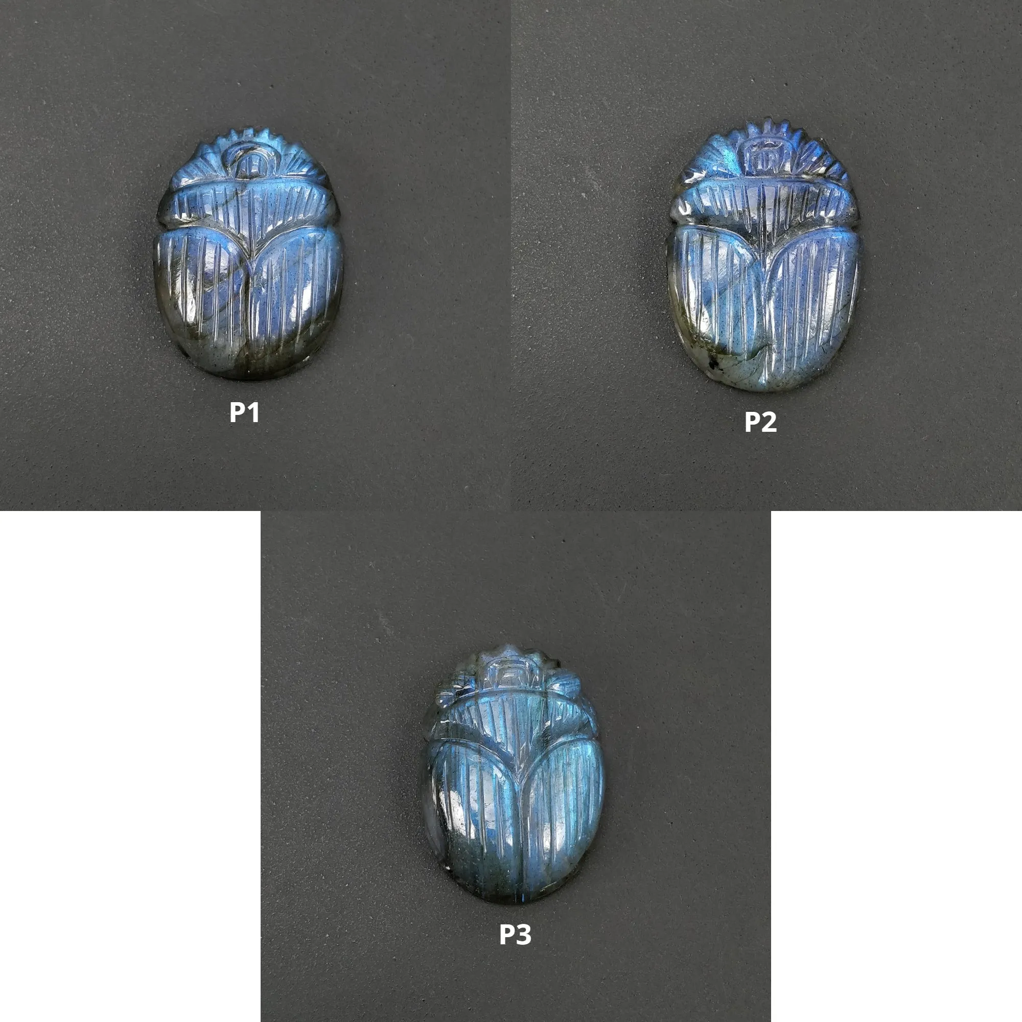 LABRADORITE Gemstone Carving : Natural Untreated Unheated Labradorite Hand Carved Scarabs