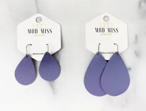 Leather Teardrop Earring Lavender