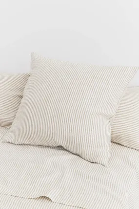 Linen European Pillow Case Olive Stripe