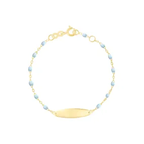 Little Gigi Baby Blue bracelet, Oval plaque, Yellow Gold, 5.1"