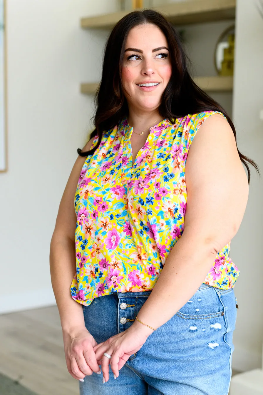 Lizzy Tank Top in Yellow Spring Floral - 4/12