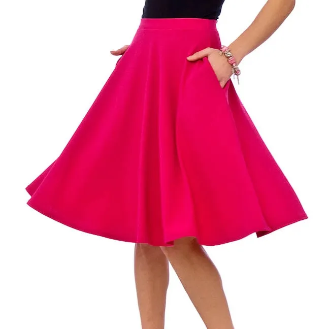 Magenta 1950s Vintage Rockabilly Swing Skirt