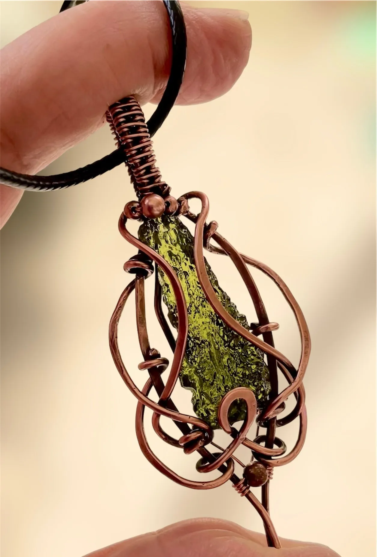 Moldavite Wire Wrapped Pendant