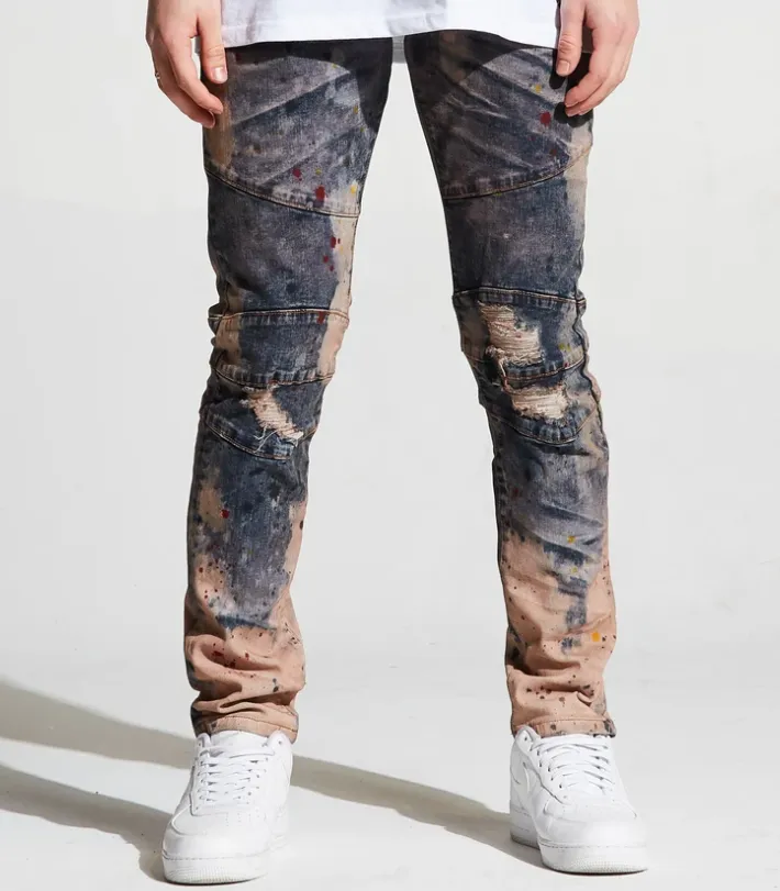 Montana Bleached Splatter Denim (Blue) /C3