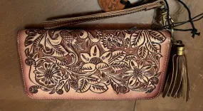 Myra Bag Magnolia Grove Hand-Tooled Wallet   wristlet