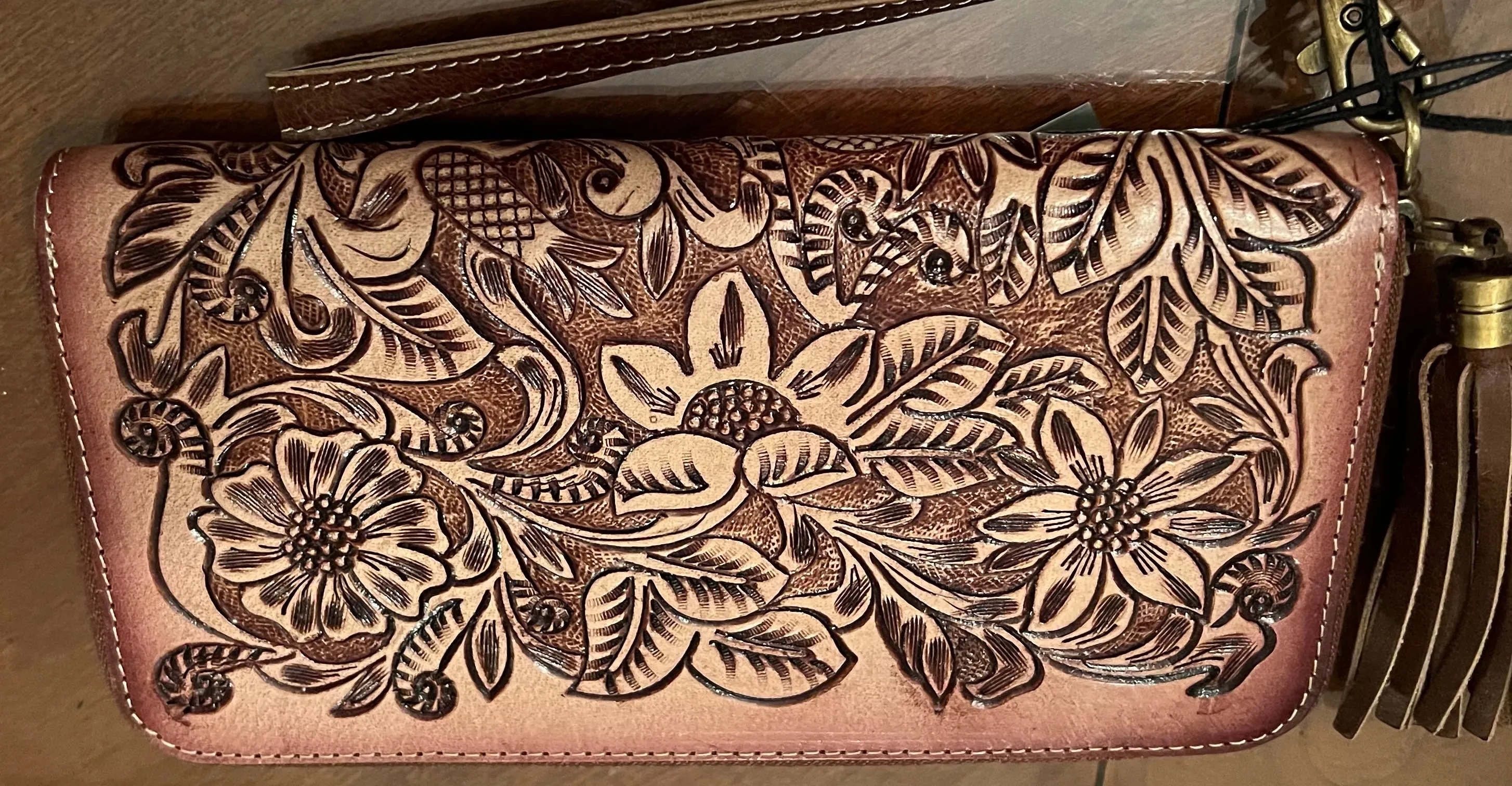 Myra Bag Magnolia Grove Hand-Tooled Wallet   wristlet