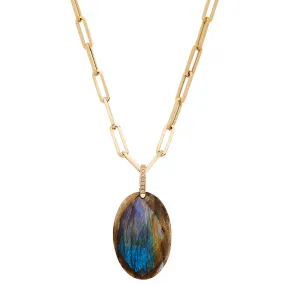 Natalia Necklace Yellow Gold Labradorite Oval