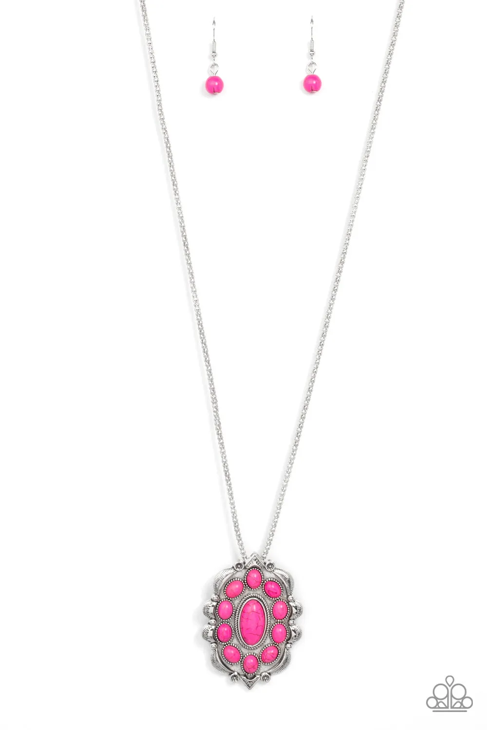 Paparazzi Mojave Medallion - Pink Necklace