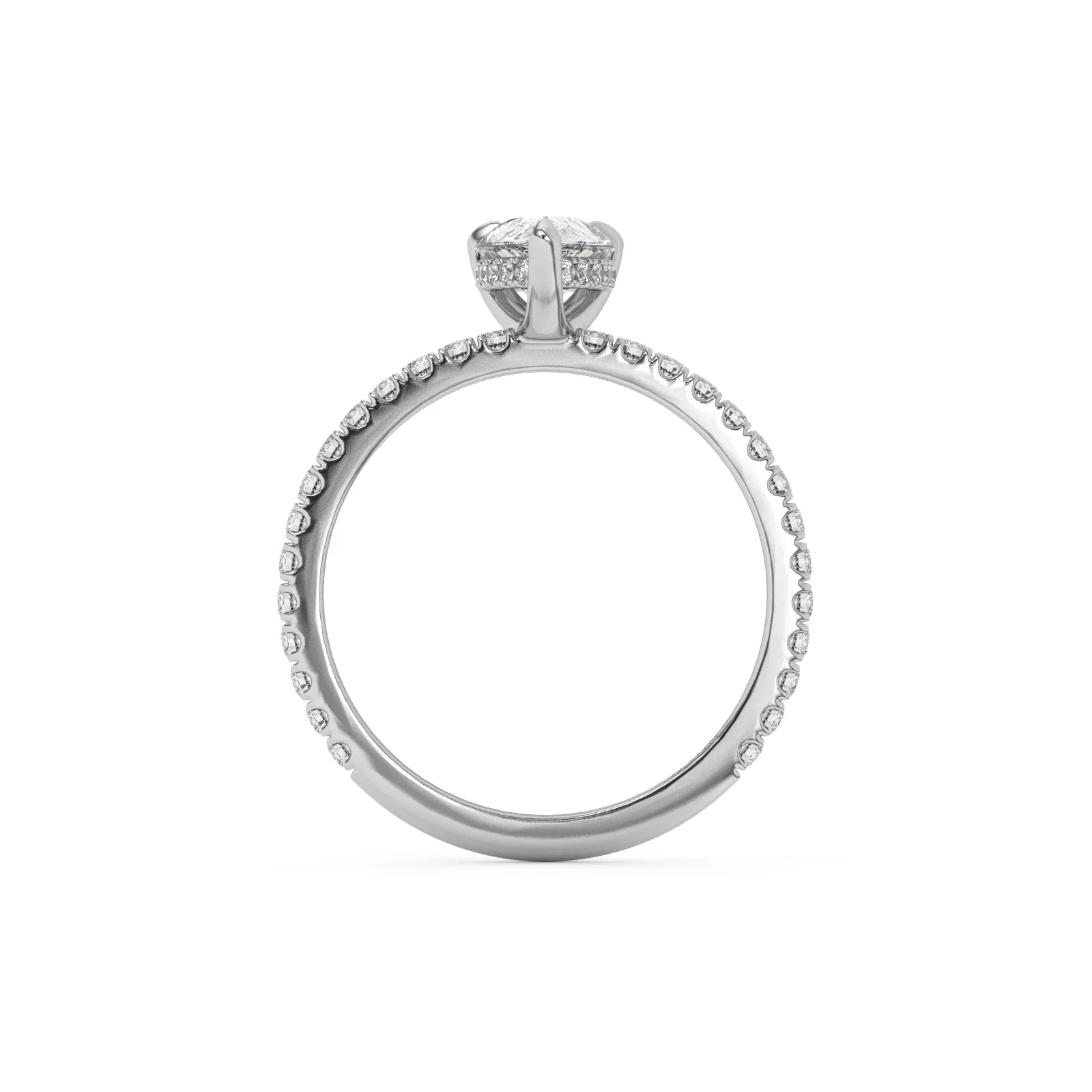 Partial Pave Hidden Halo Pear Cut Engagement Ring