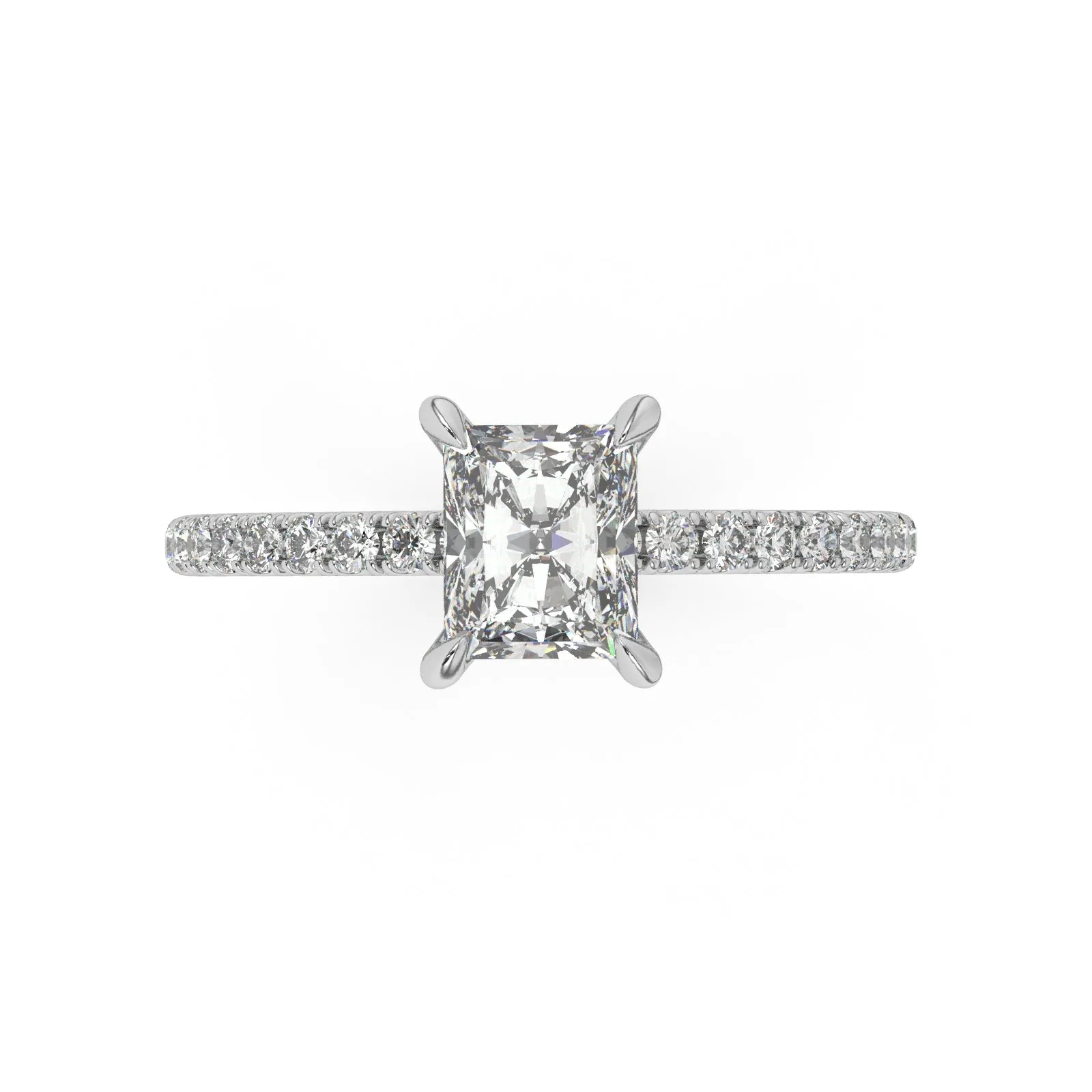 Partial Pave Hidden Halo Radiant Cut Engagement Ring