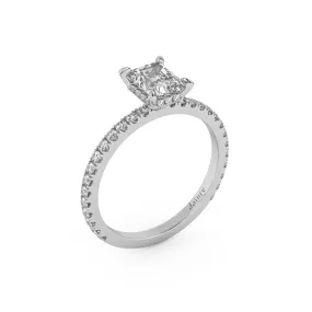 Partial Pave Hidden Halo Radiant Cut Engagement Ring