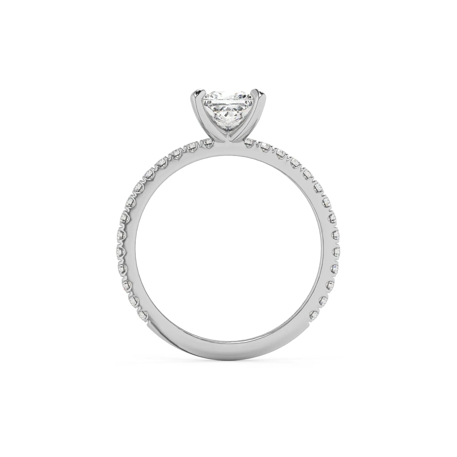 Partial Pave Princess Cut Engagement Ring