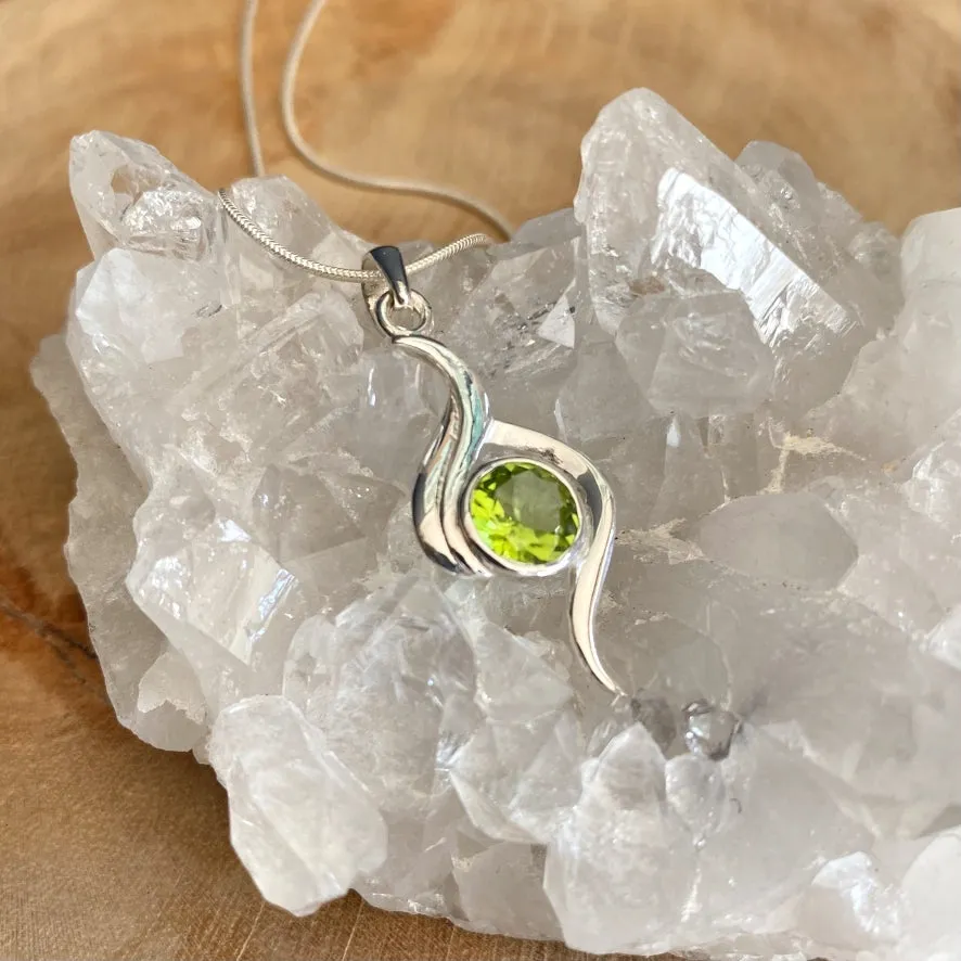 Peridot Round Gemstone Pendant - Emilie