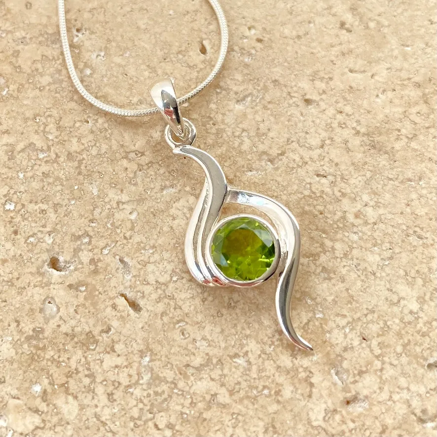 Peridot Round Gemstone Pendant - Emilie