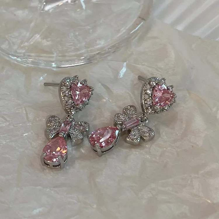 Pink Heart Diamond Earrings - Kimi