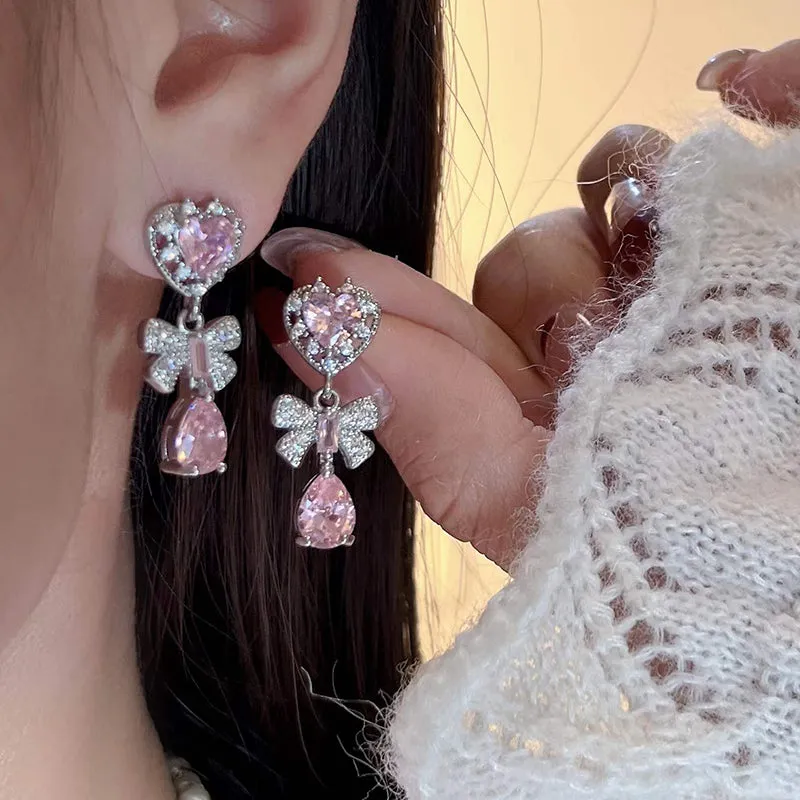 Pink Heart Diamond Earrings - Kimi