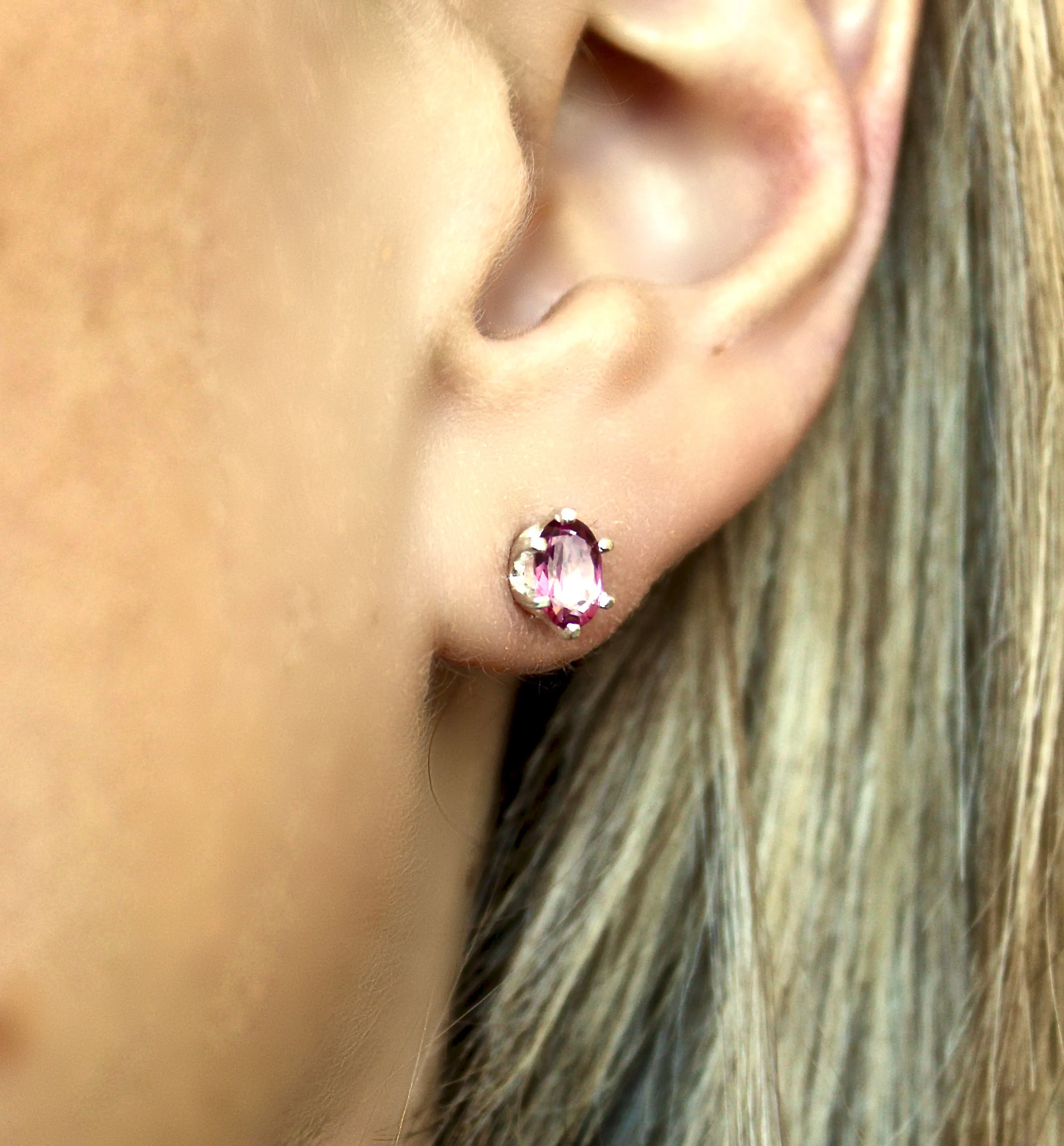 Pink Topaz Earrings in Sterling Silver