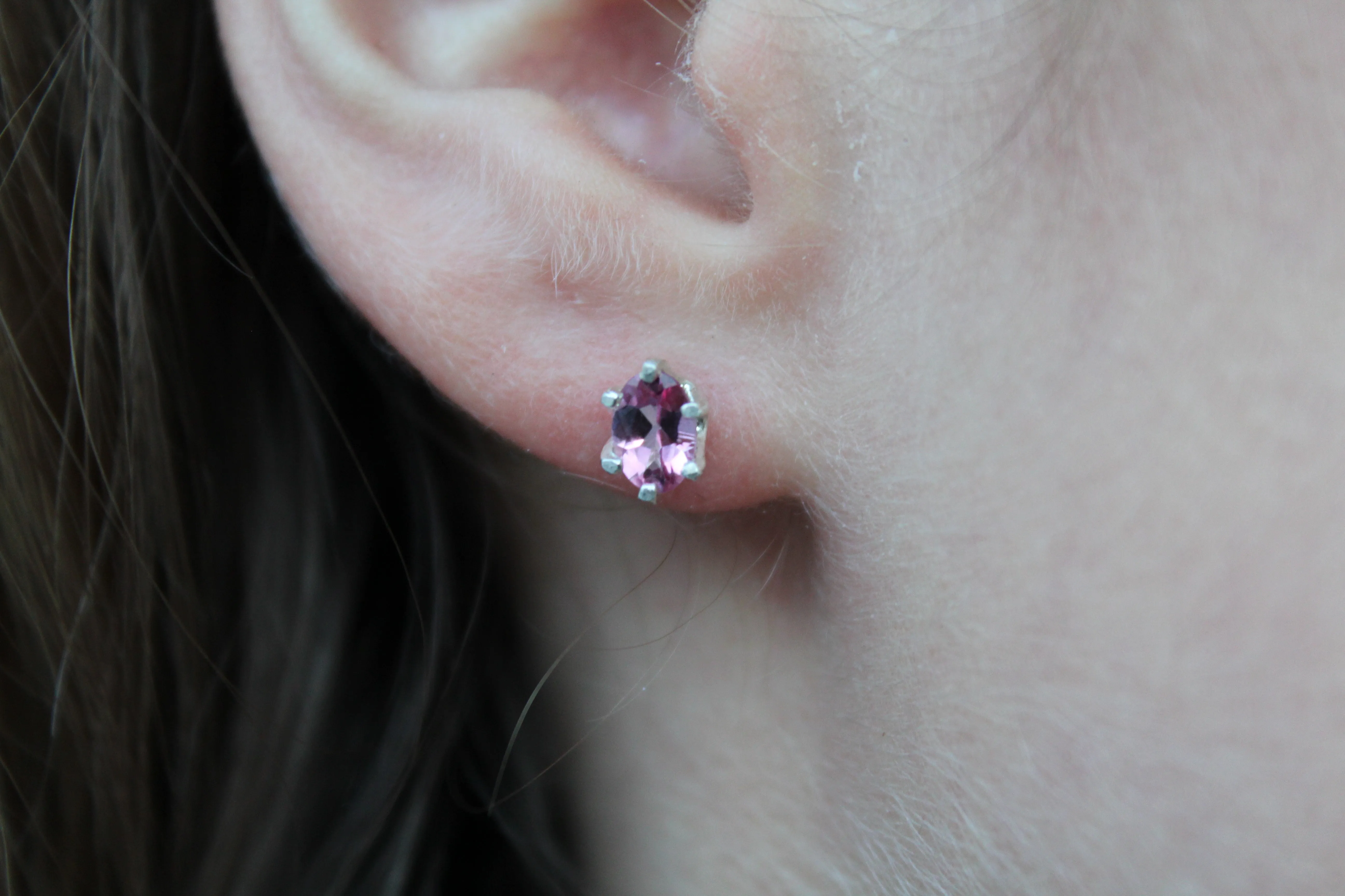 Pink Topaz Earrings in Sterling Silver