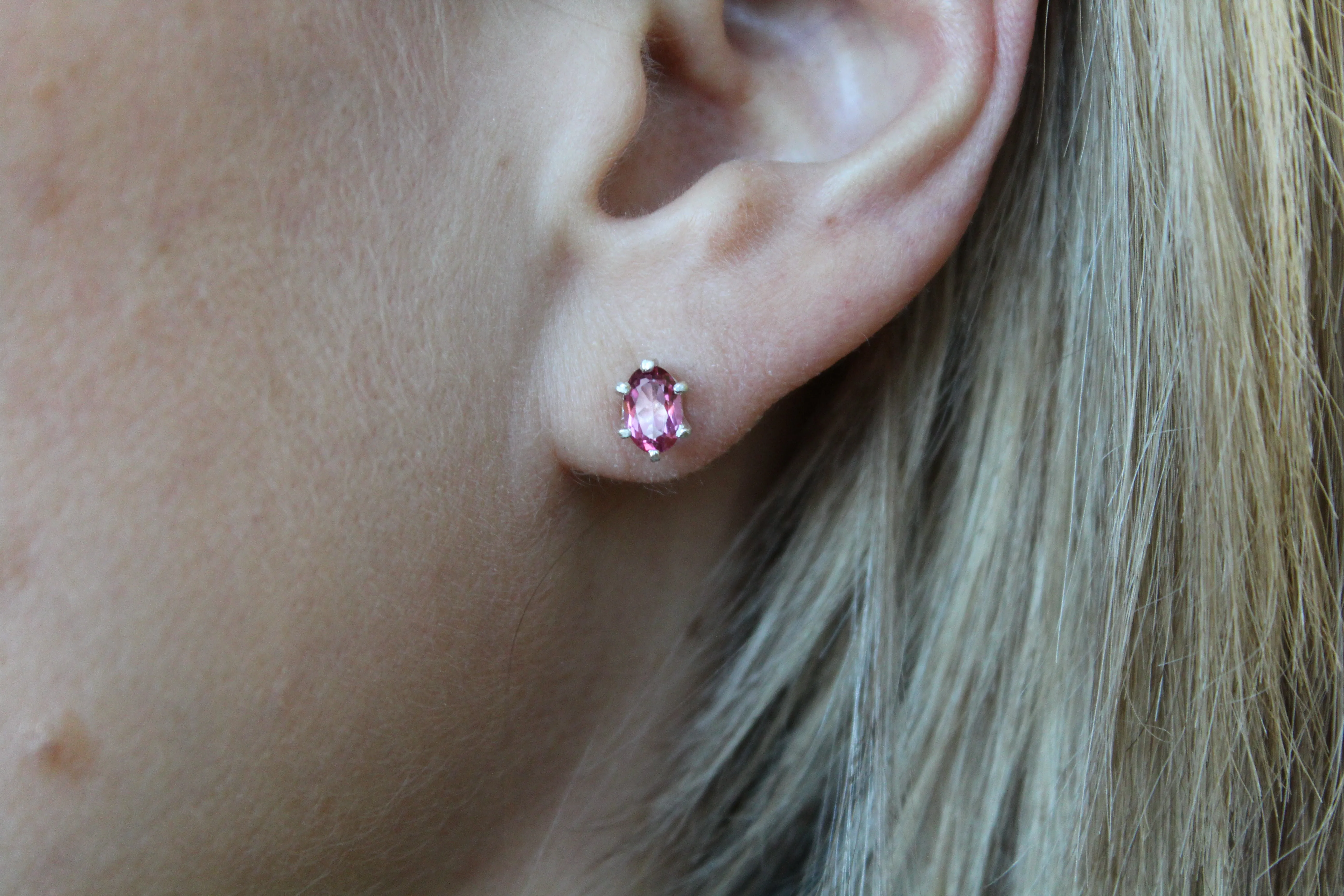 Pink Topaz Earrings in Sterling Silver