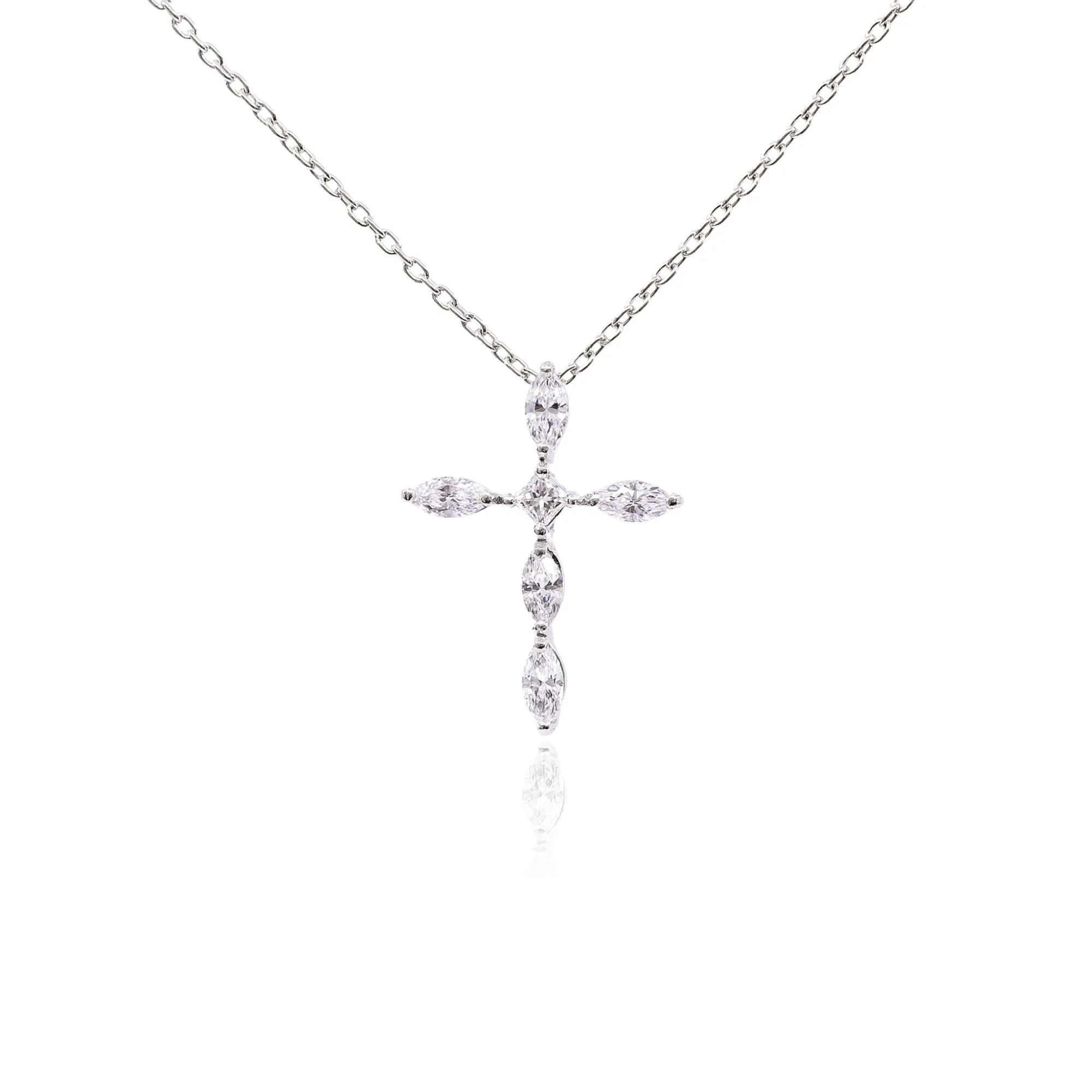 PLATINUM DIAMOND CROSS PENDANT NECKLACE - 0.35CTW