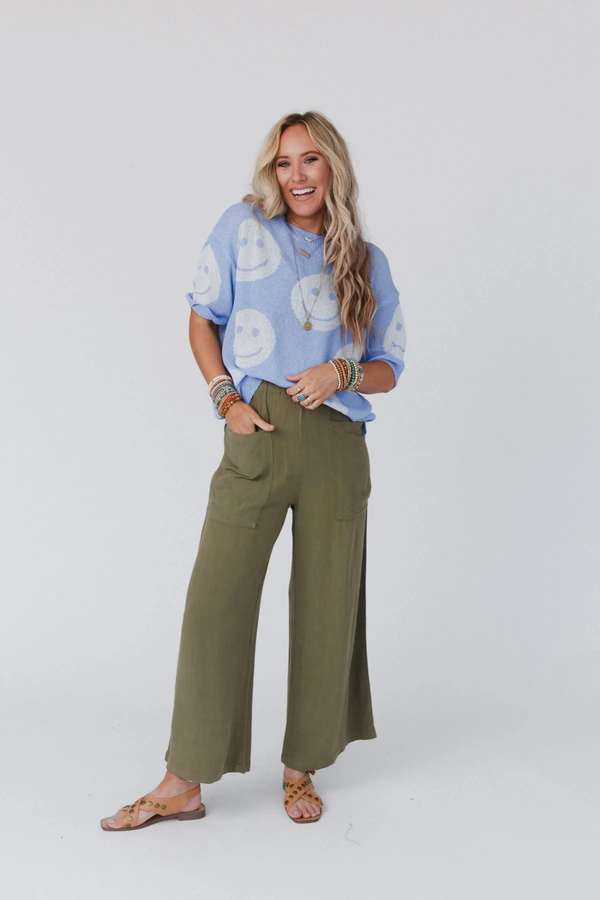 Pocket Full Of Sunshine Wide Leg Pants - Olive