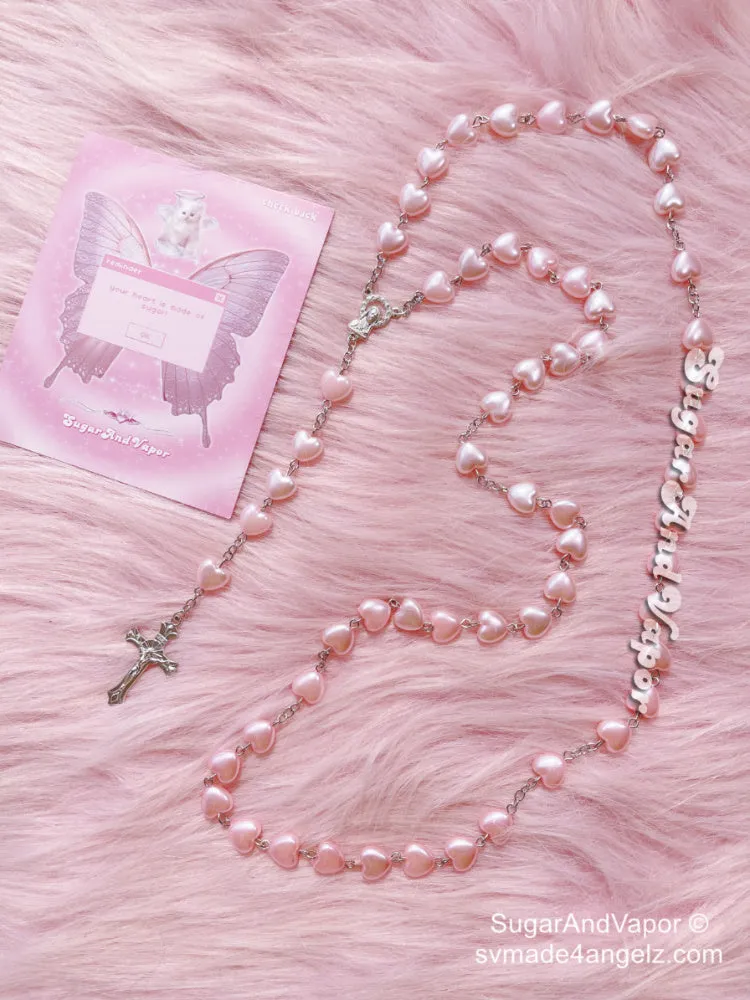 Prayer Pink Heart Chain Cross Necklace