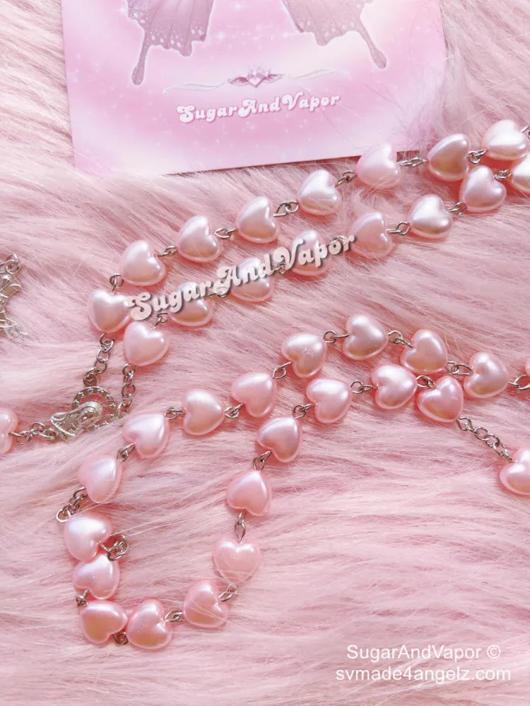 Prayer Pink Heart Chain Cross Necklace