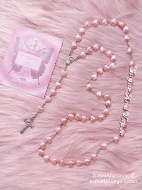 Prayer Pink Heart Chain Cross Necklace