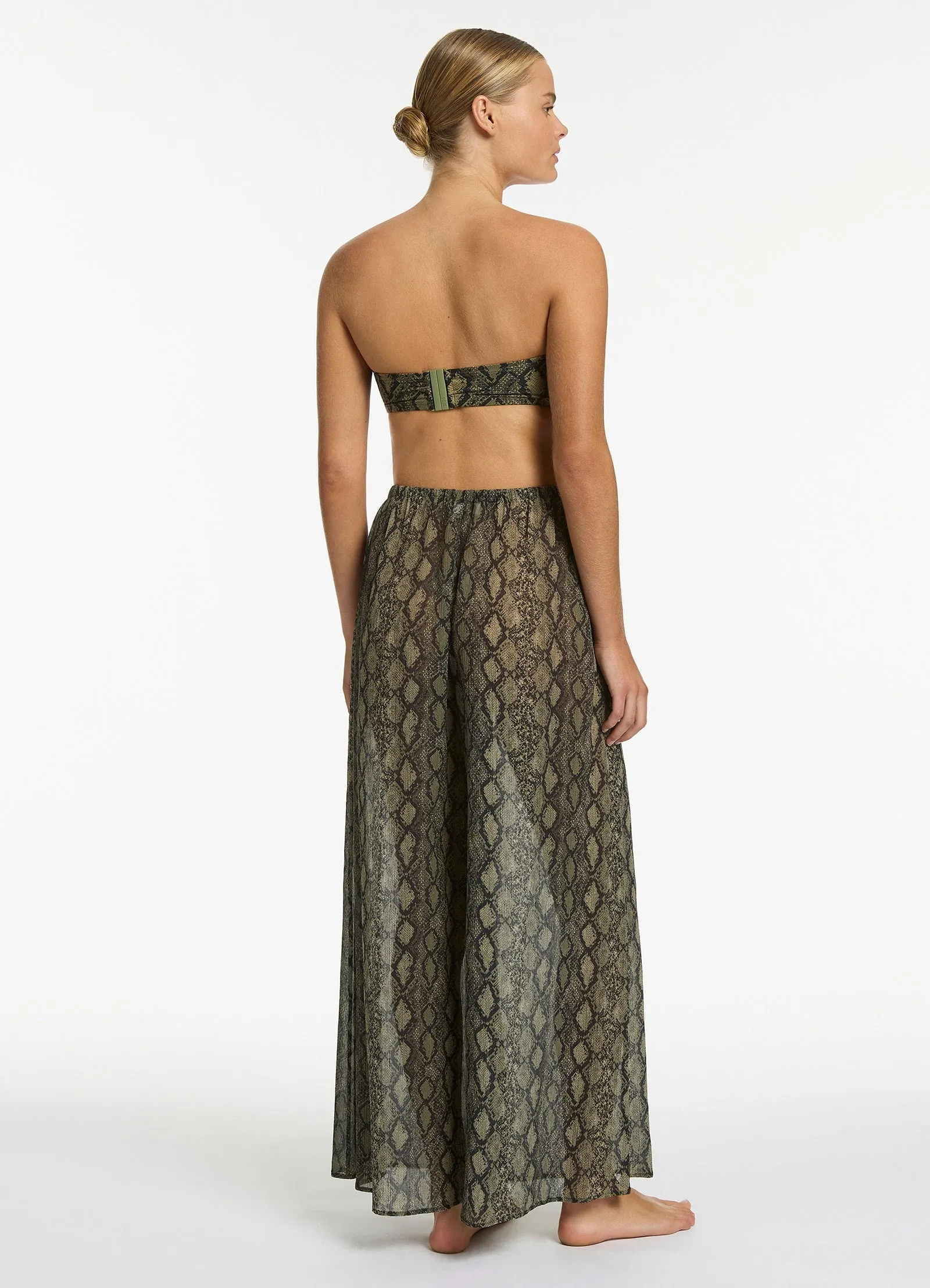 Python Crinkle Wide Leg Pant - Olive