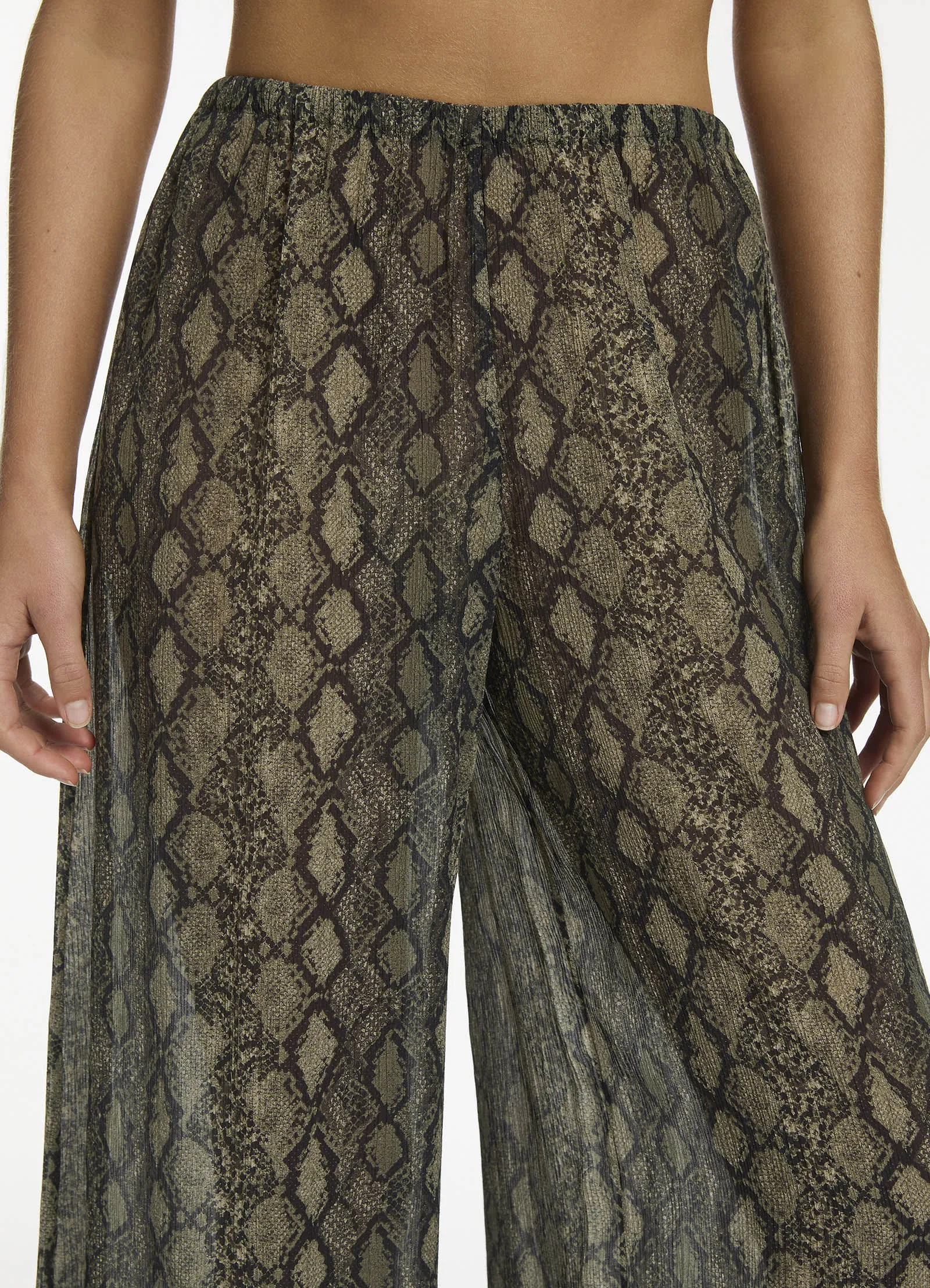 Python Crinkle Wide Leg Pant - Olive