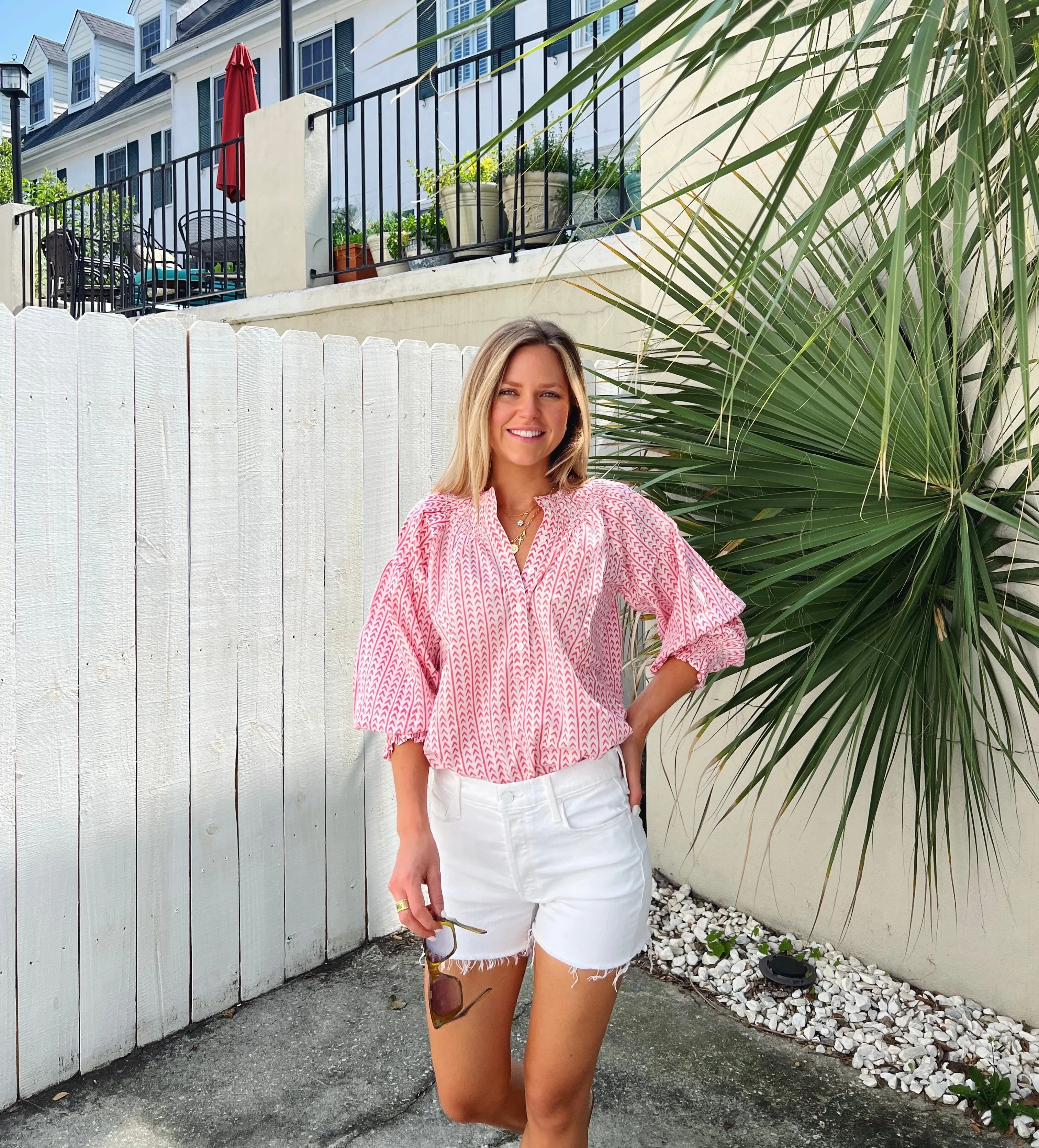 Remy Smocked Shirt Dainty Pink