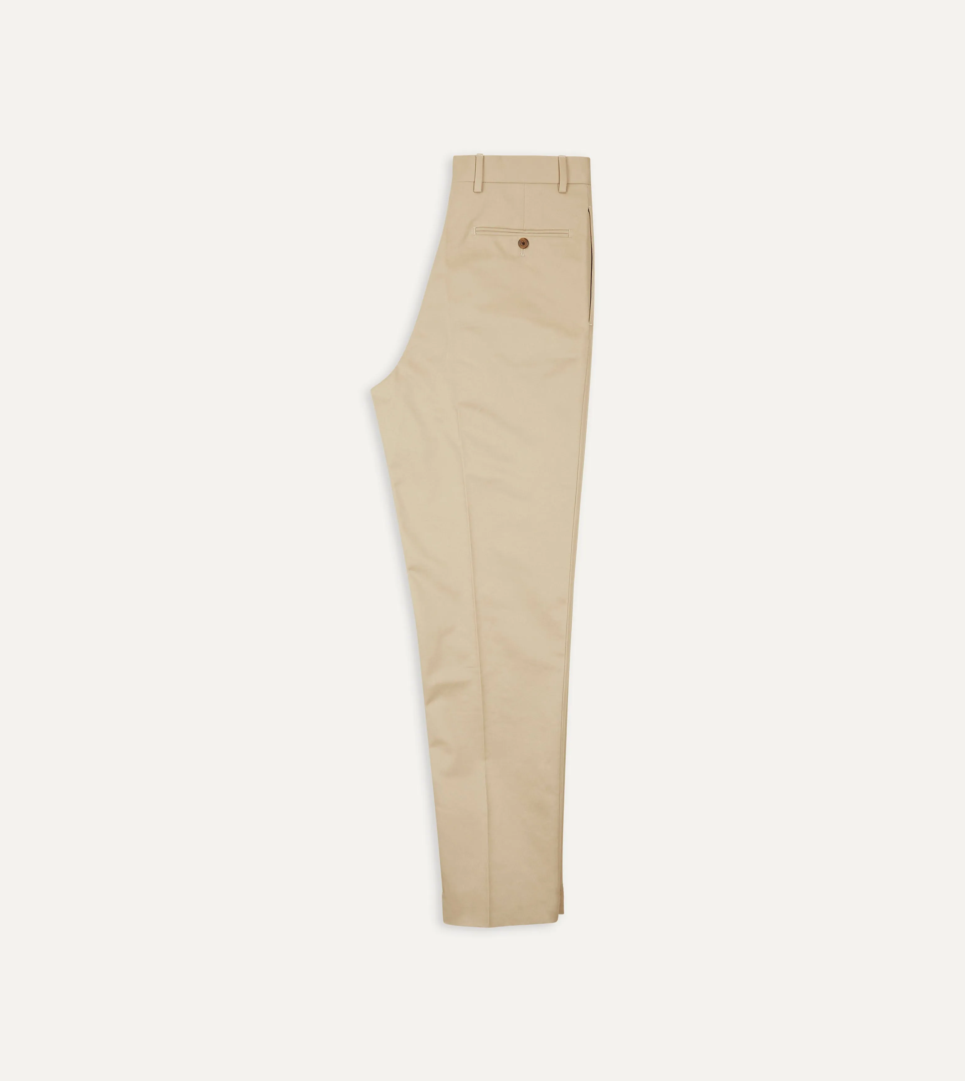 Sand Cotton Drill Flat Front Trouser