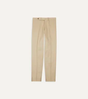 Sand Cotton Drill Flat Front Trouser