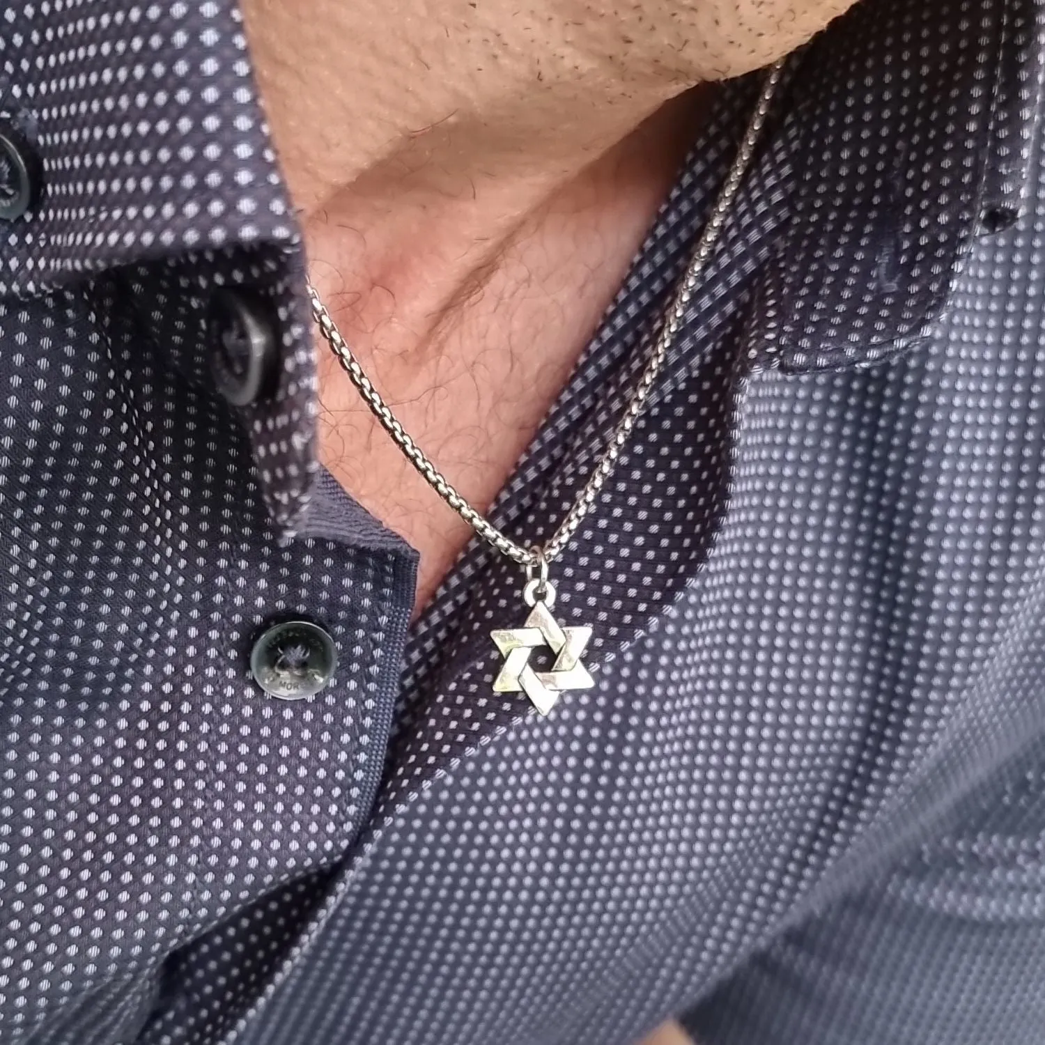 Small Star of David pendant for men - Jewish Necklace