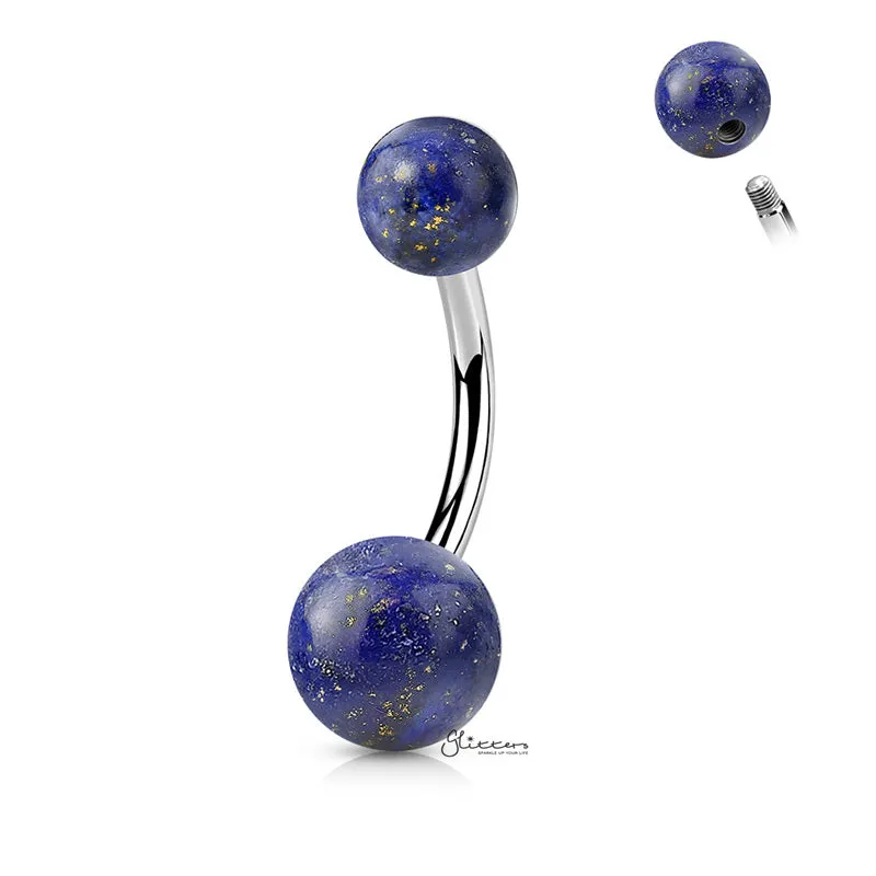 Sodalite Blue Stone Balls Belly Button Ring