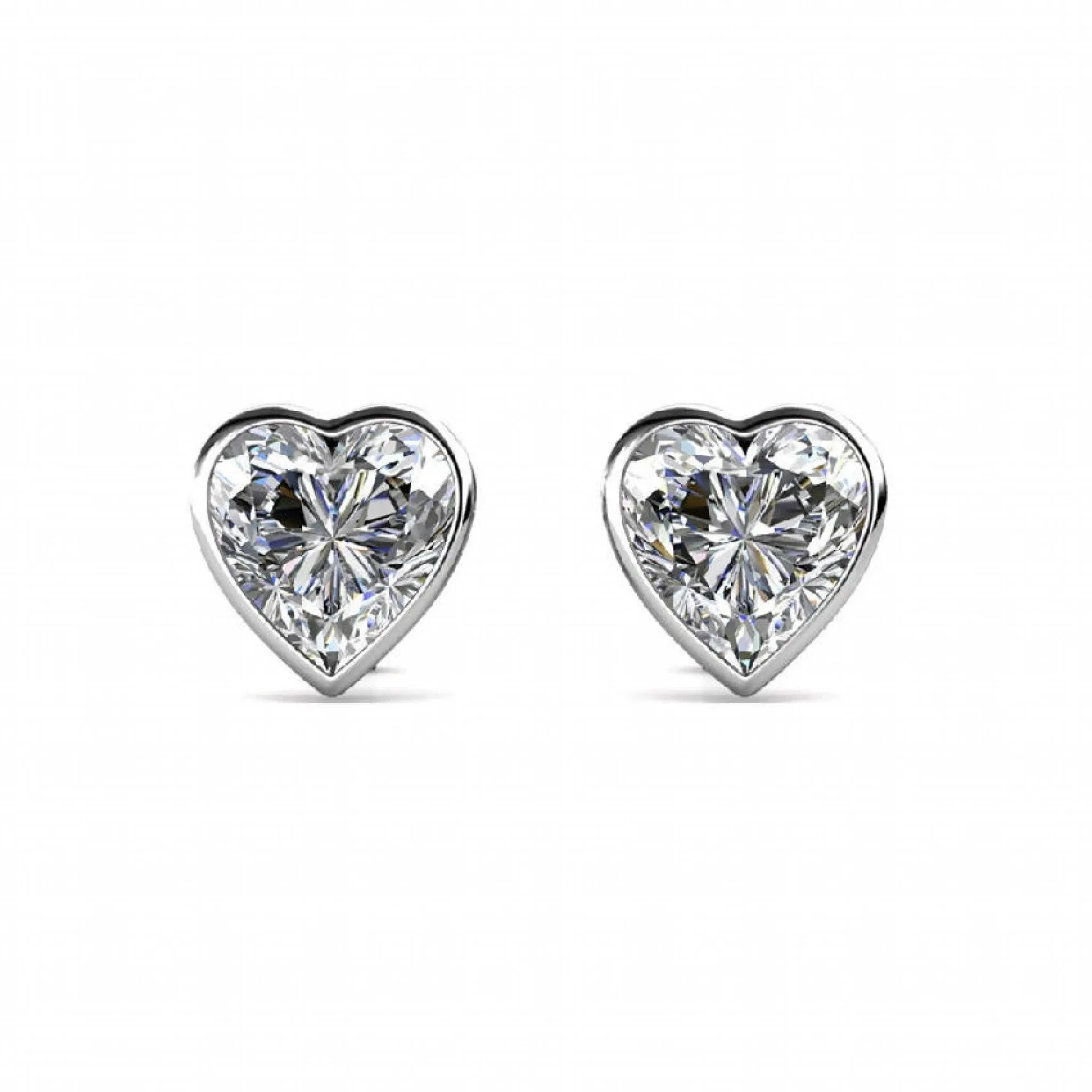 Stylacity Silver Heart Stud Earrings Swarovski Crystals