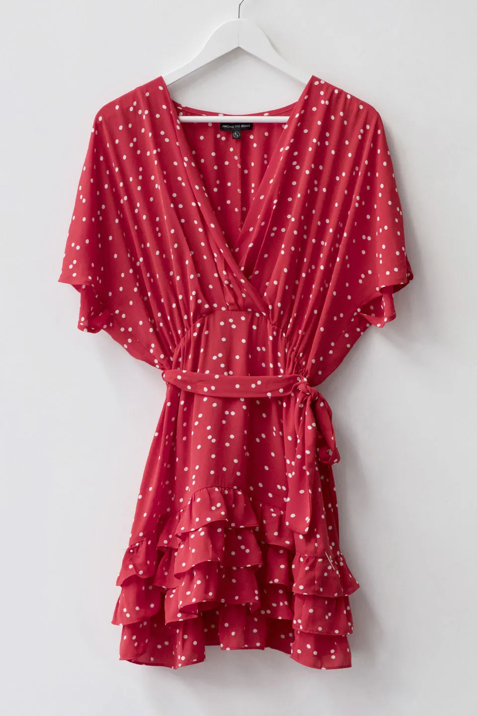 Sunrise Kimono Red Ditsy Spot Dress