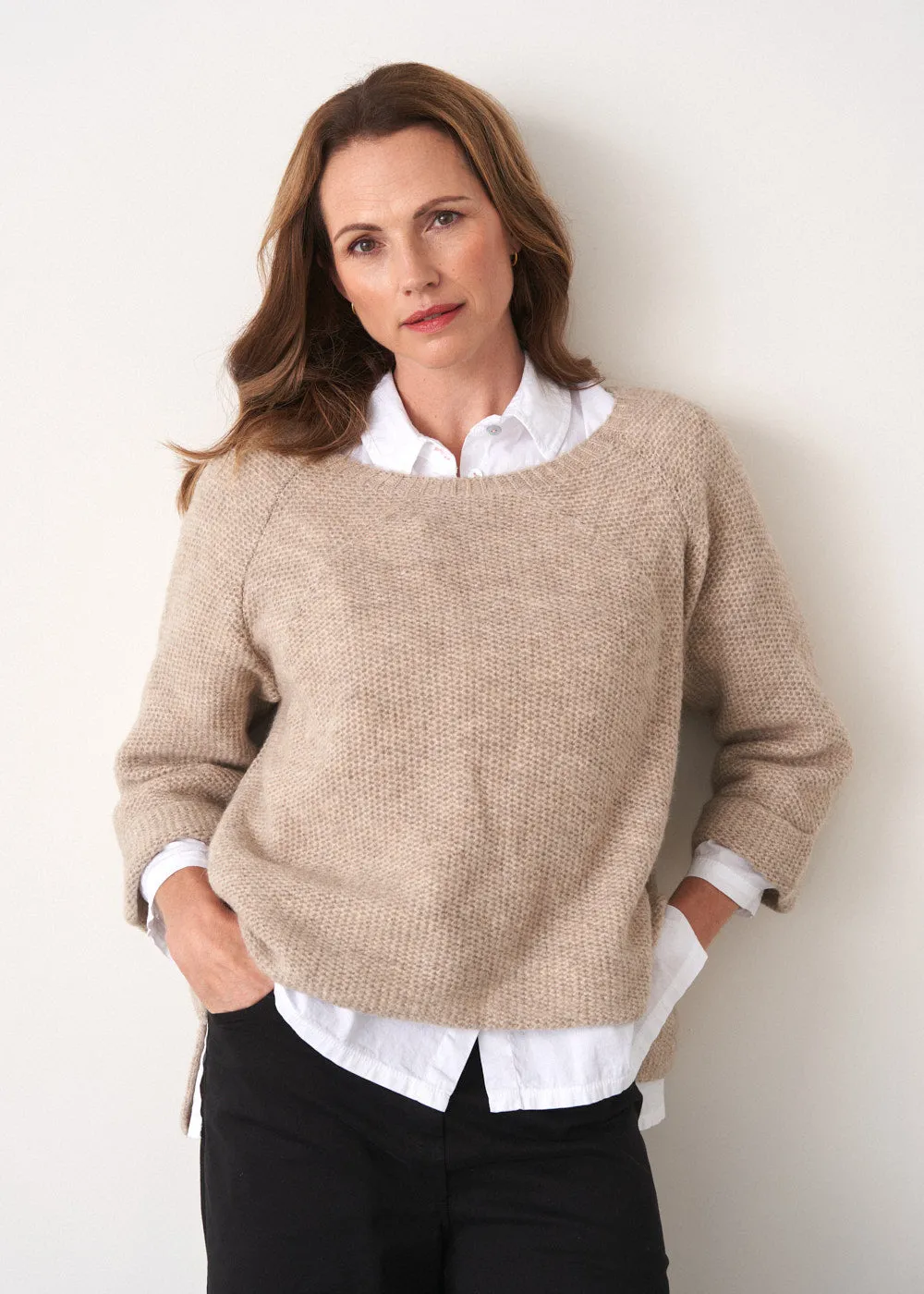 SUZETTE SWING SWEATER - GREIGE