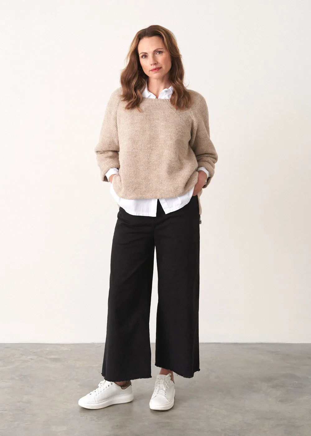 SUZETTE SWING SWEATER - GREIGE