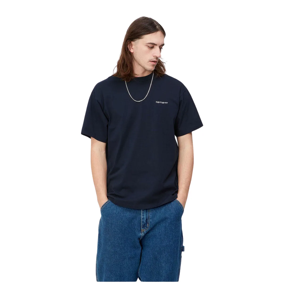 T-shirt Uomo Carhartt WIP S/S Script Embroidery Blu