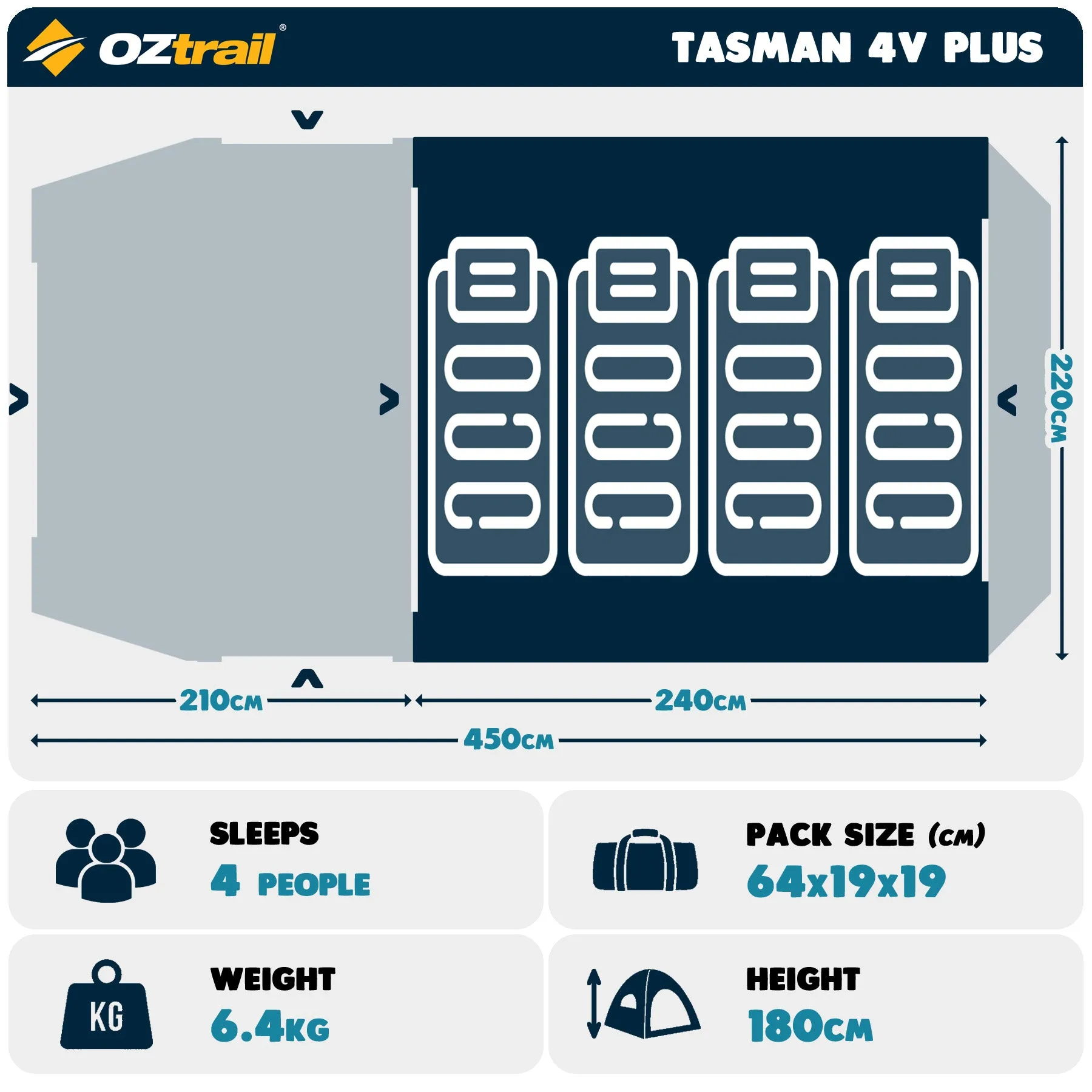 Tasman 4V Plus Dome Tent