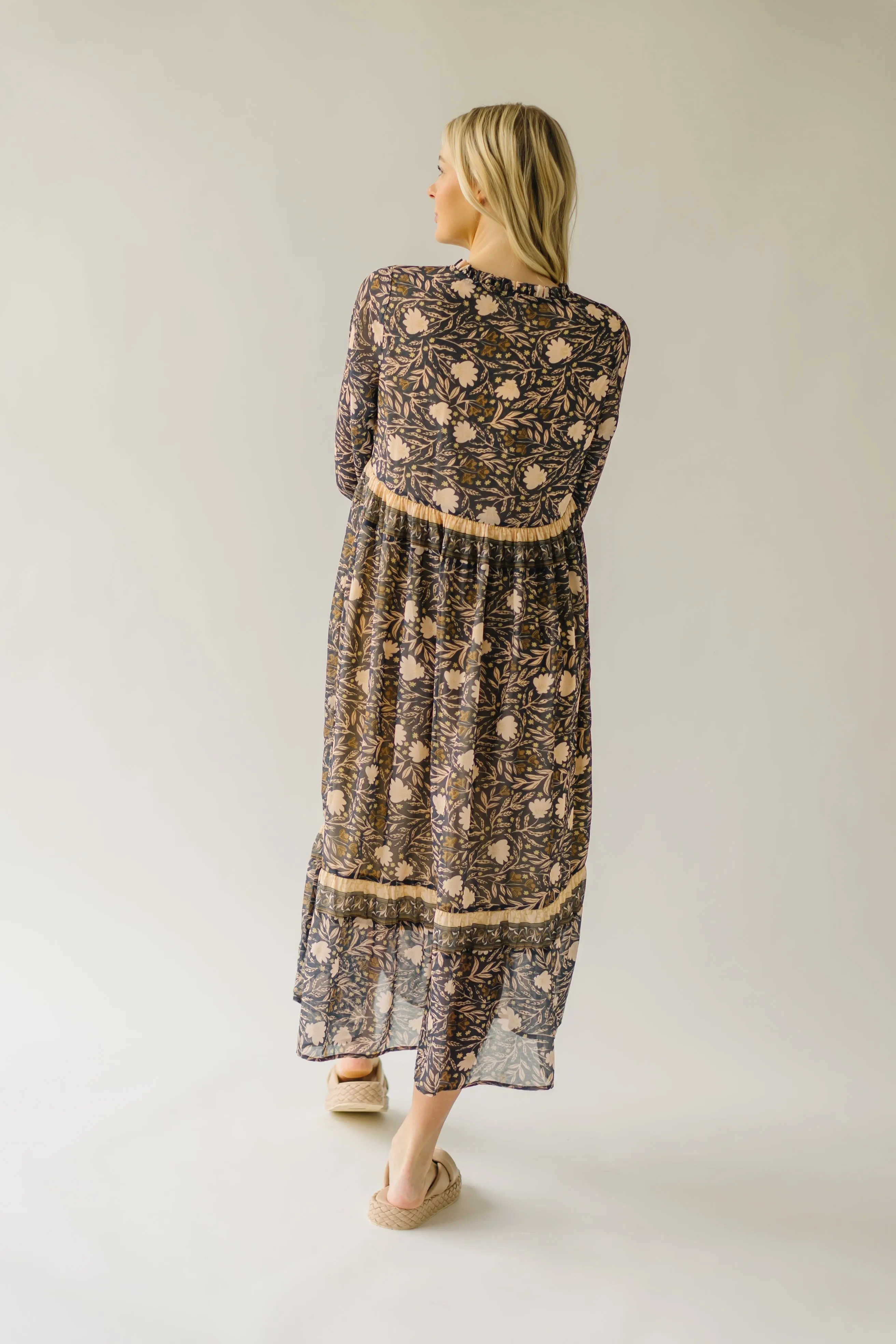 The Dasso Floral Maxi Dress in Olive Multi